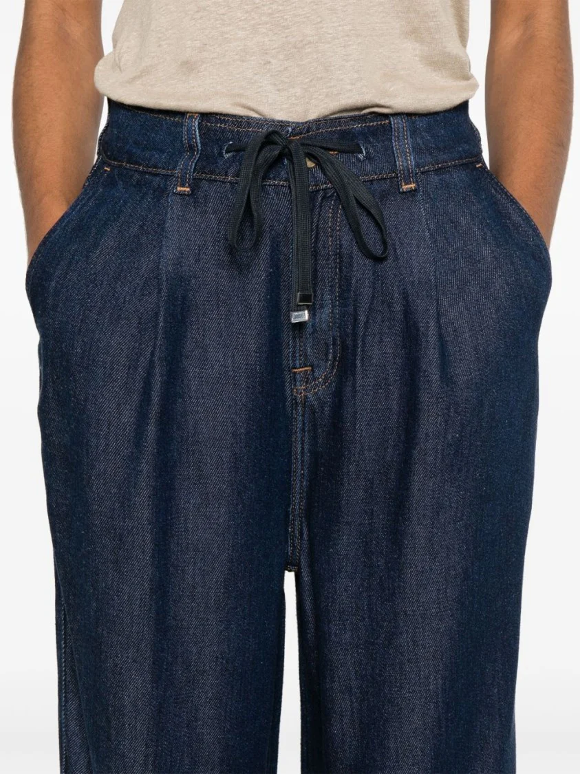 Relaxed Fit Jeans With Concealed Fly And Drawstring Waist