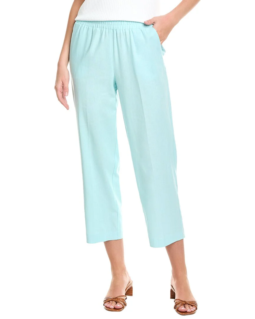 Jones New York Pull-On Slash Pocket Crop Linen-Blend Pant