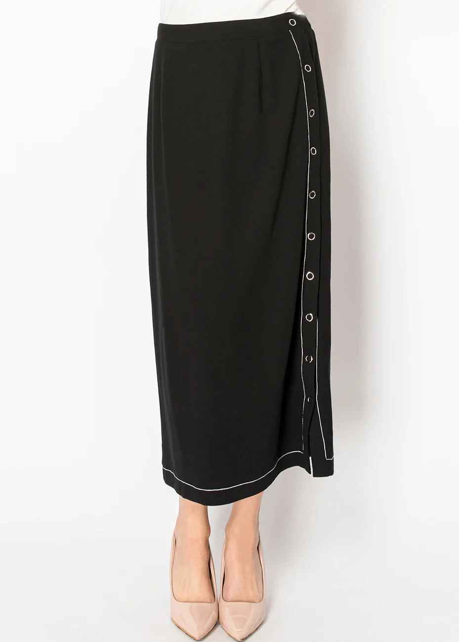 Black Skirt with Contrast Stitching & Eyelets