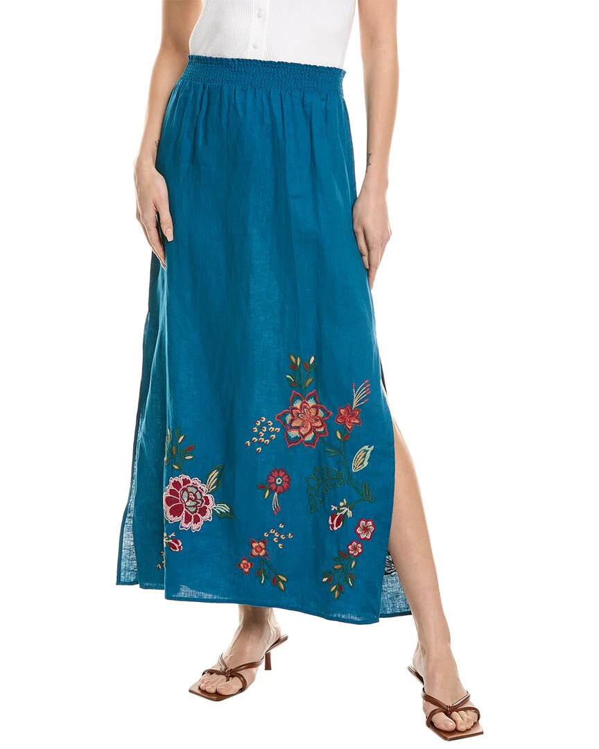 Johnny Was Messine High Slit Linen Skirt