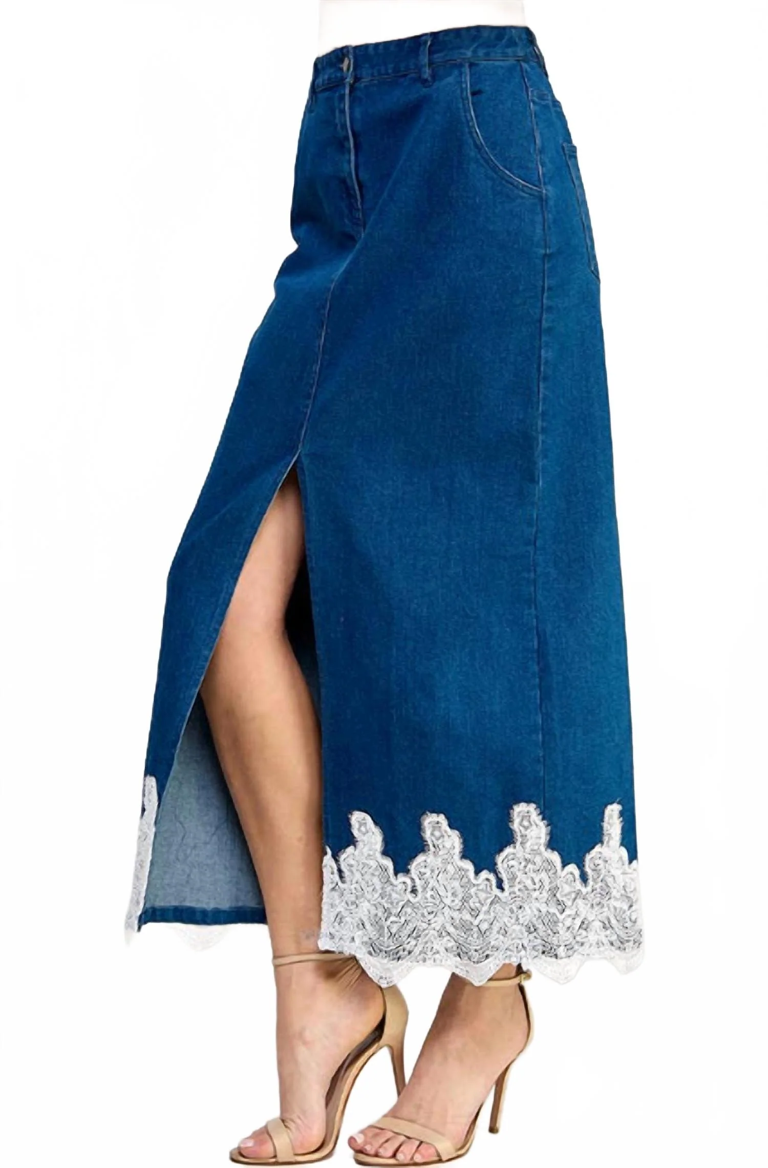 Denim Skirt In Blue/white
