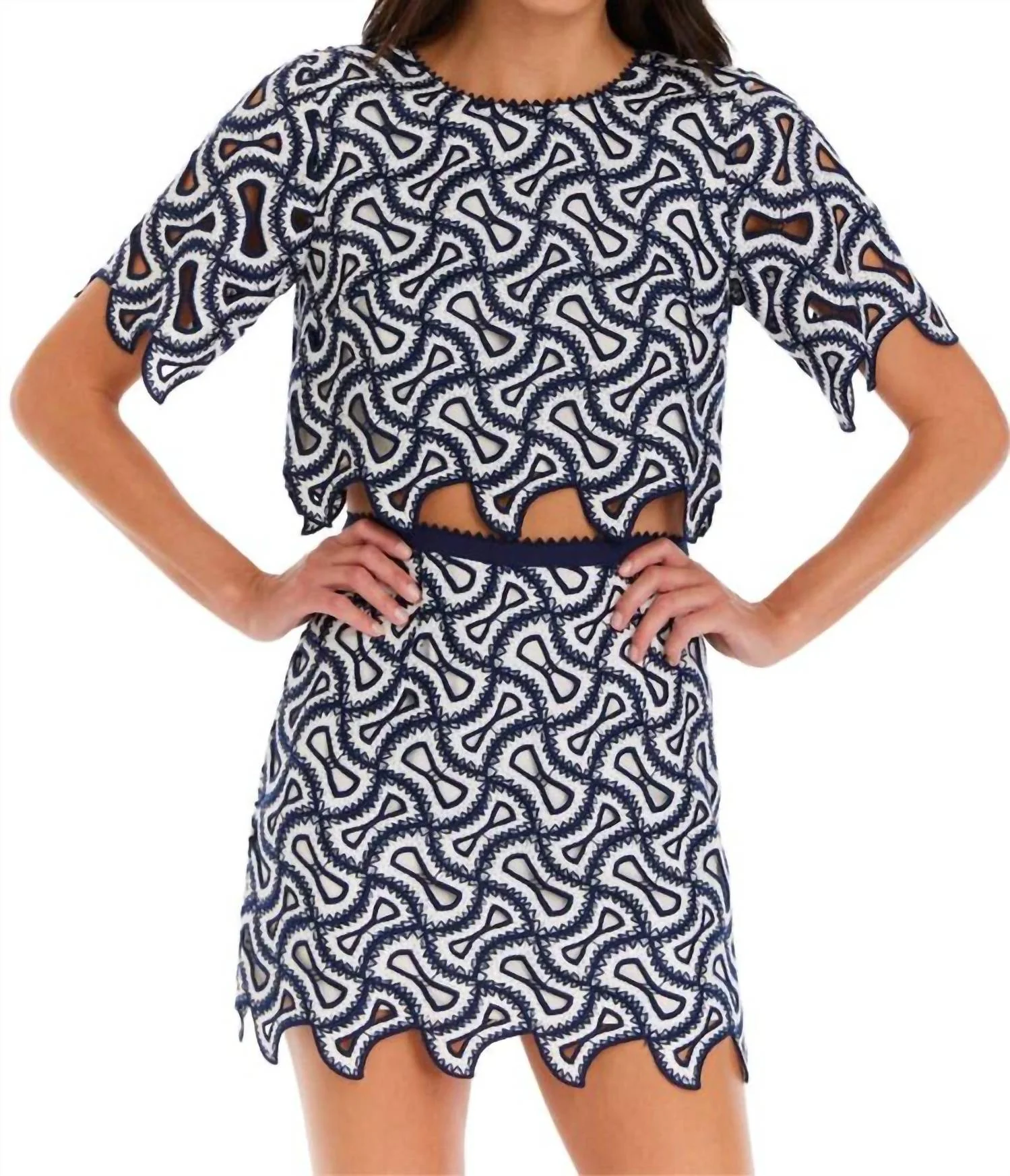 Saddie Mini Skirt In Navy/ivory