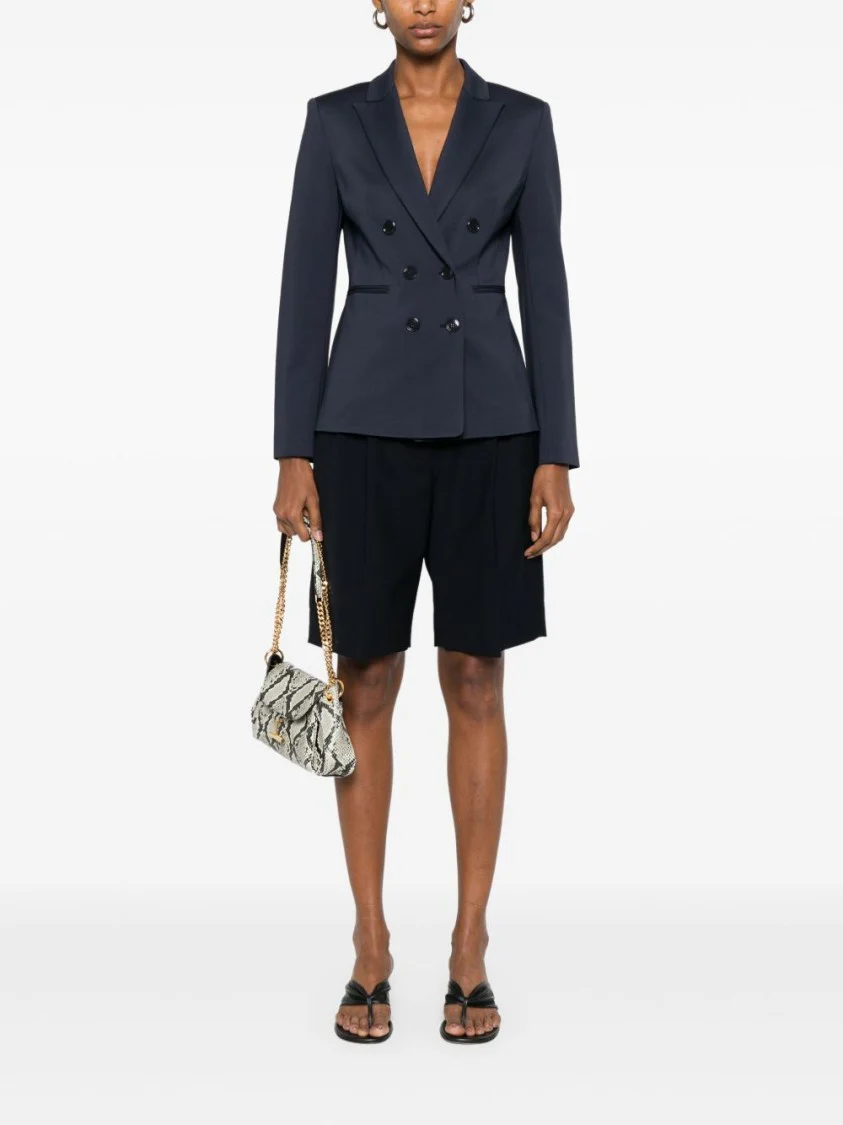 Tailored Double-Breasted Blazer With Deep V-Neckline