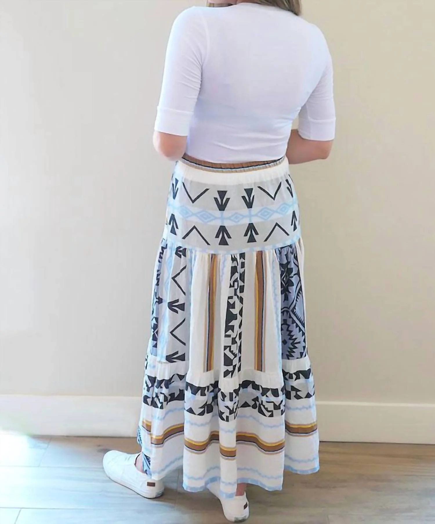 Meraki Tiered Skirt In Blue Multi