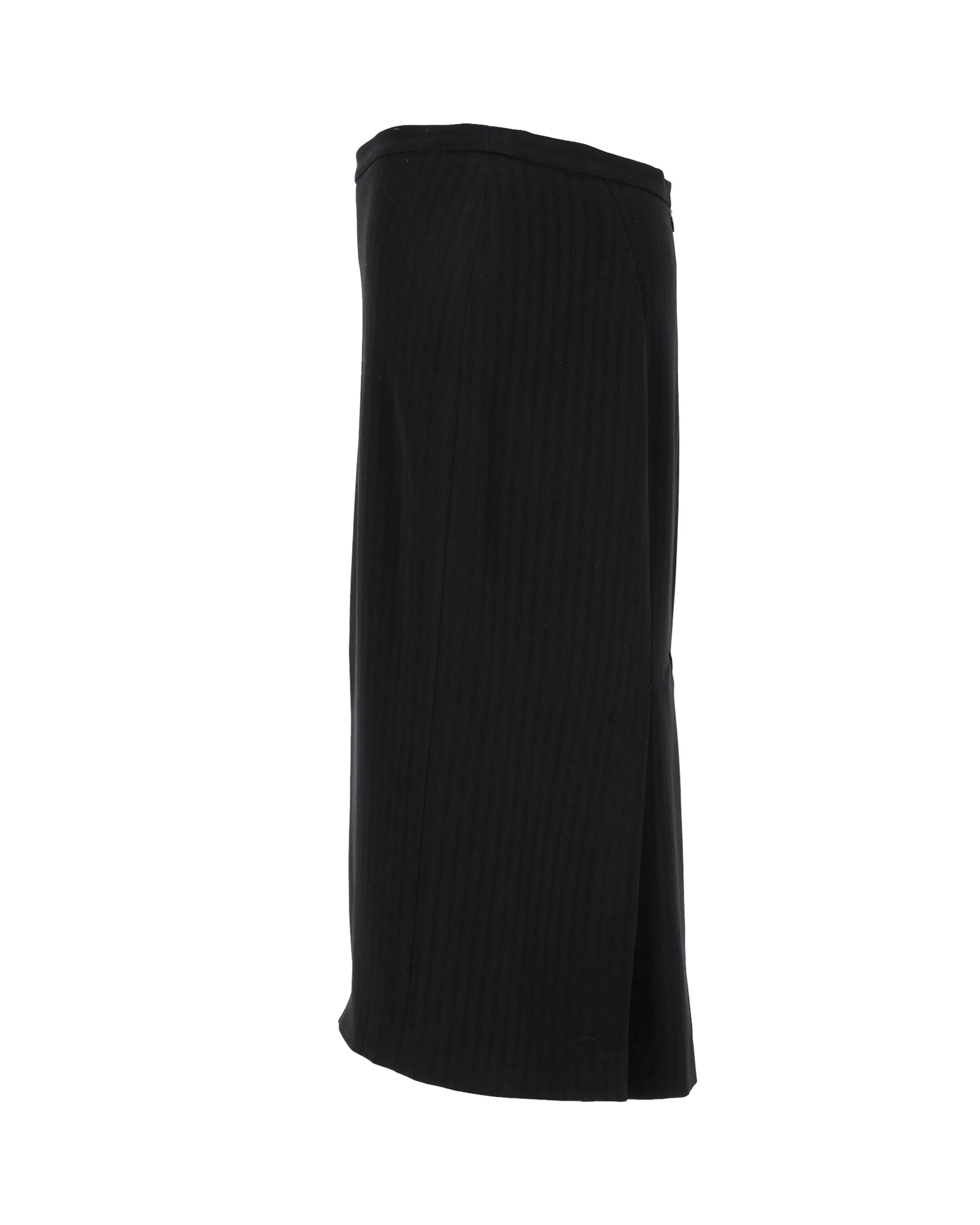 Max Mara Striped Midi Pencil Skirt in Black Triacetate