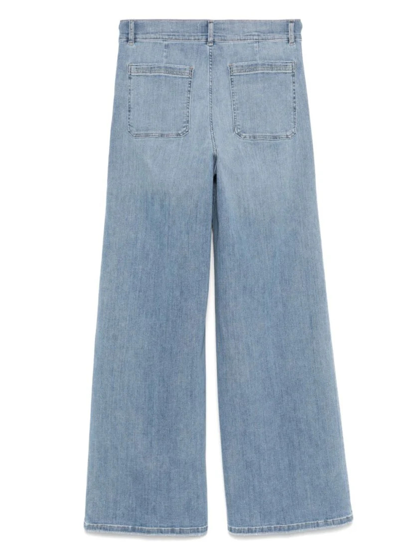 Wide Leg Indigo Cotton Frame Jeans