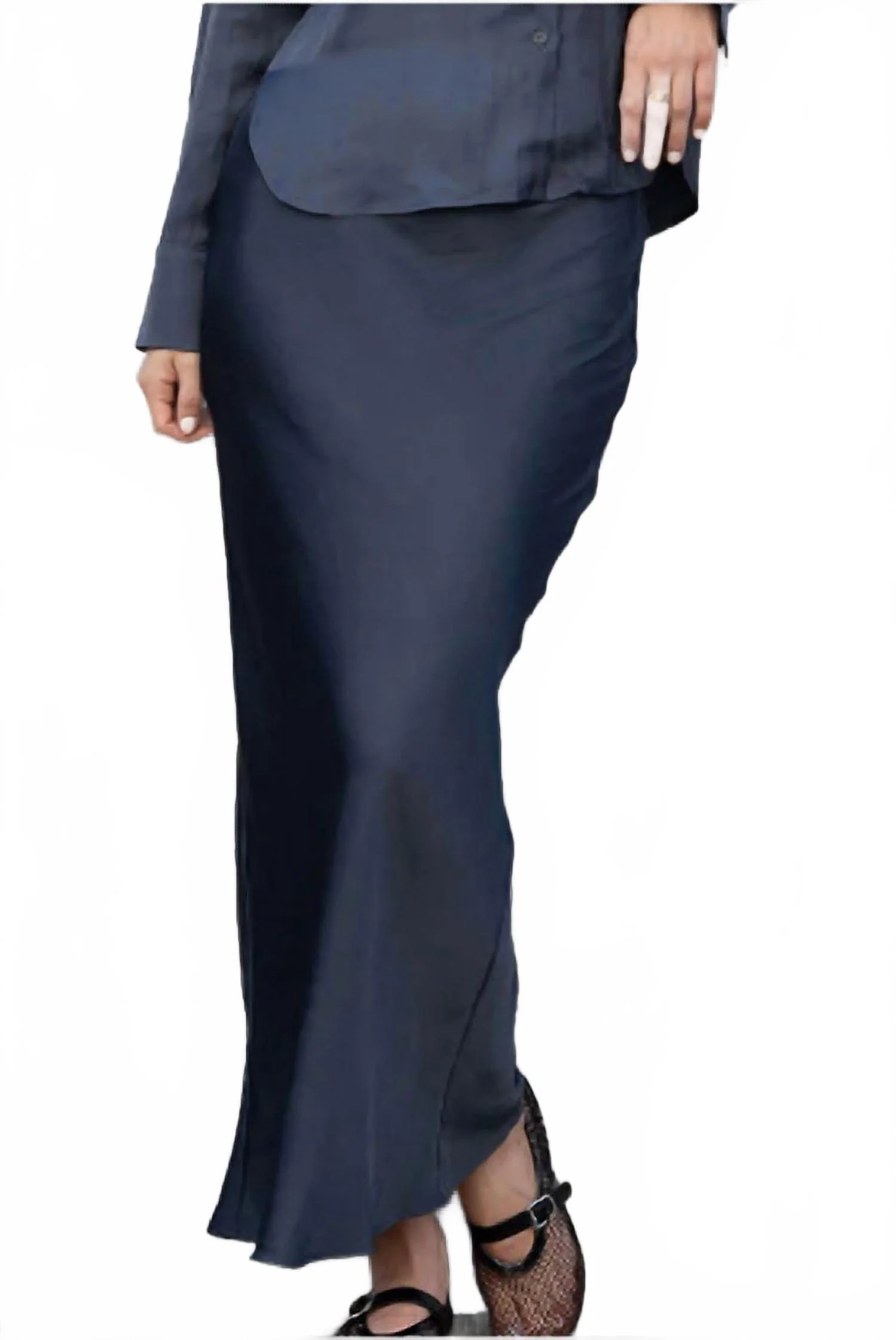 Maxi Slip Skirt In Dark Slate