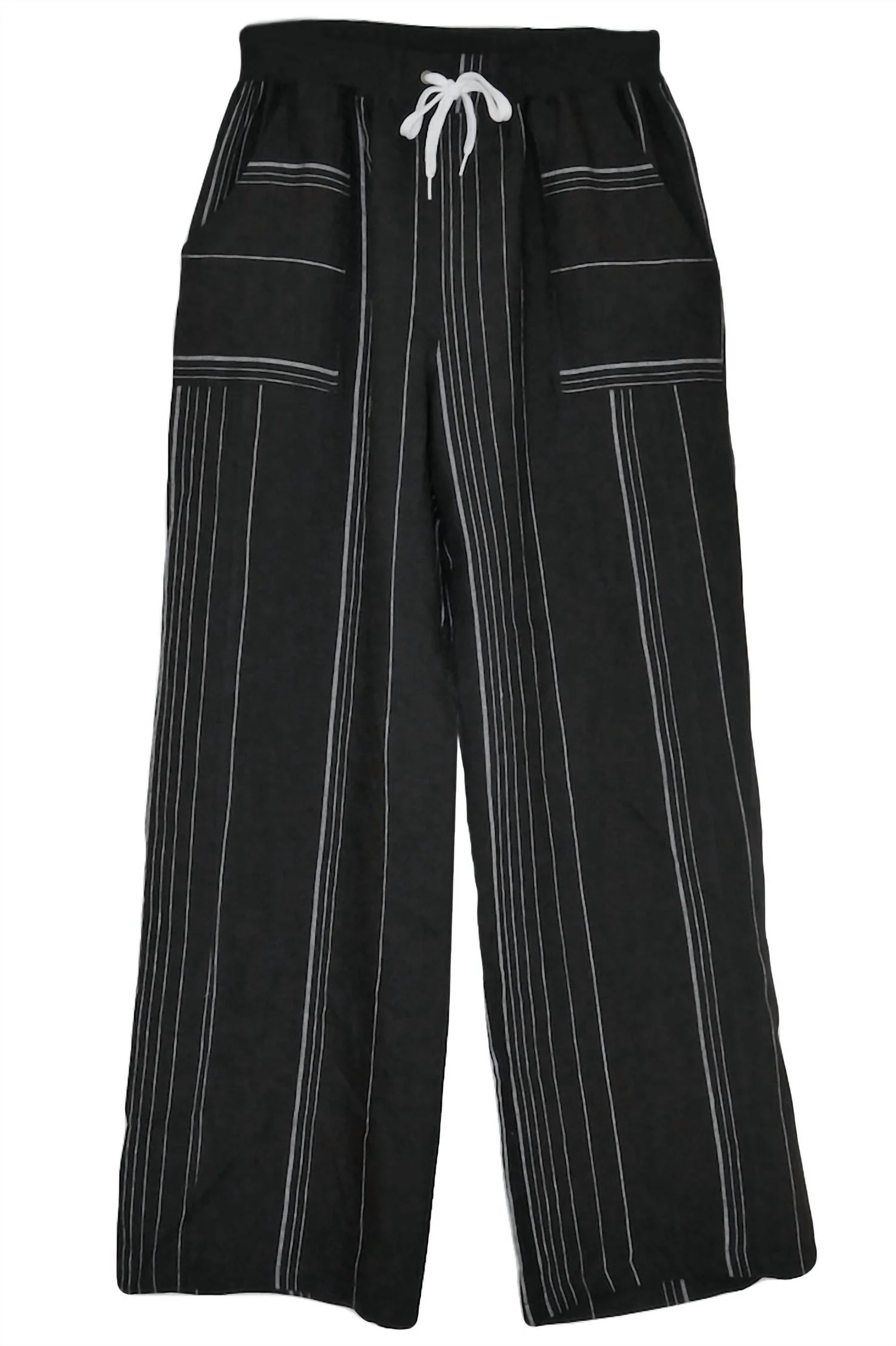 Amalfi Linen Pant Stripe In Black Multi