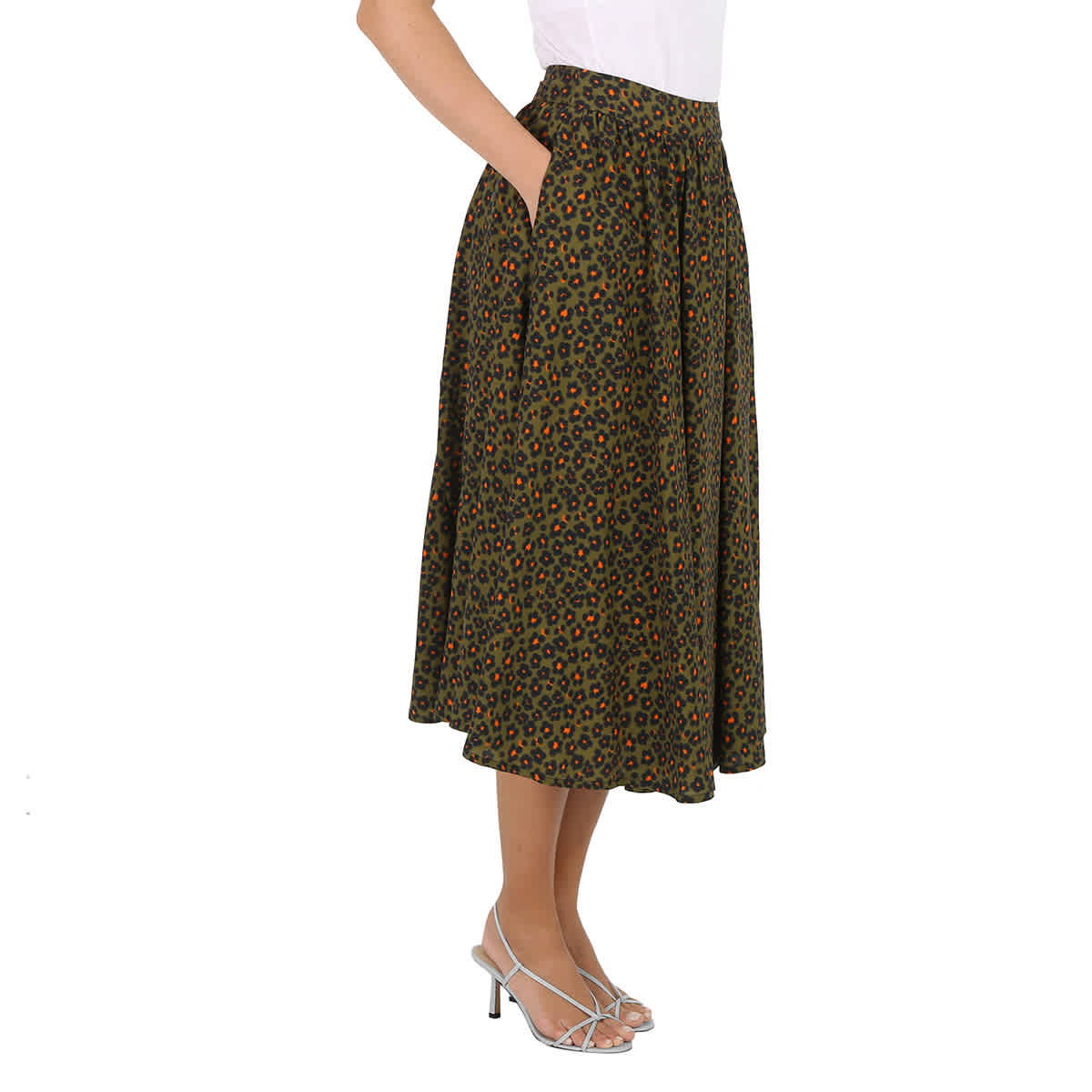 Kenzo Ladies Khaki Ditsy Floral Print Midi Skirt