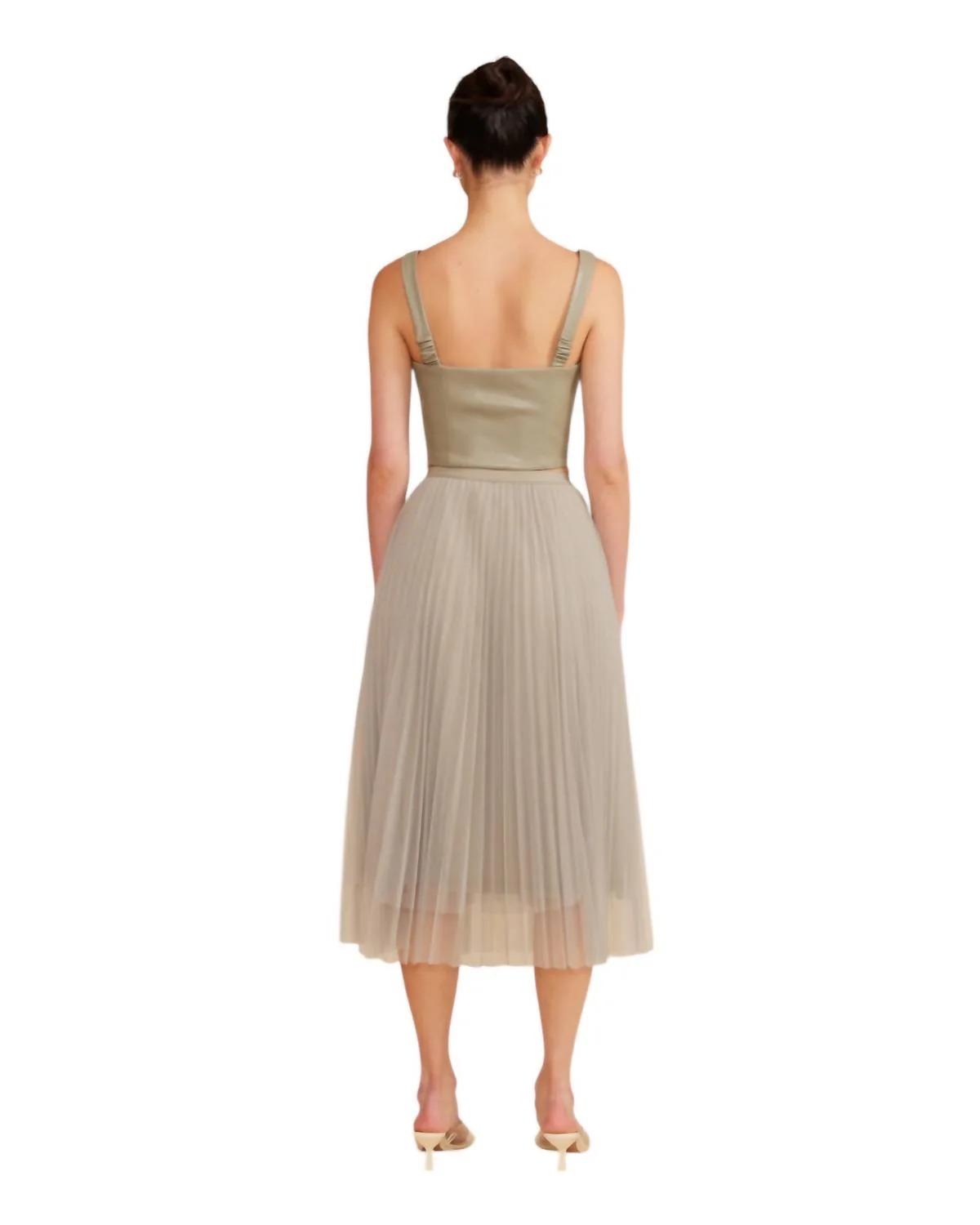Sharlene Pleated Tulle Skirt In Sage