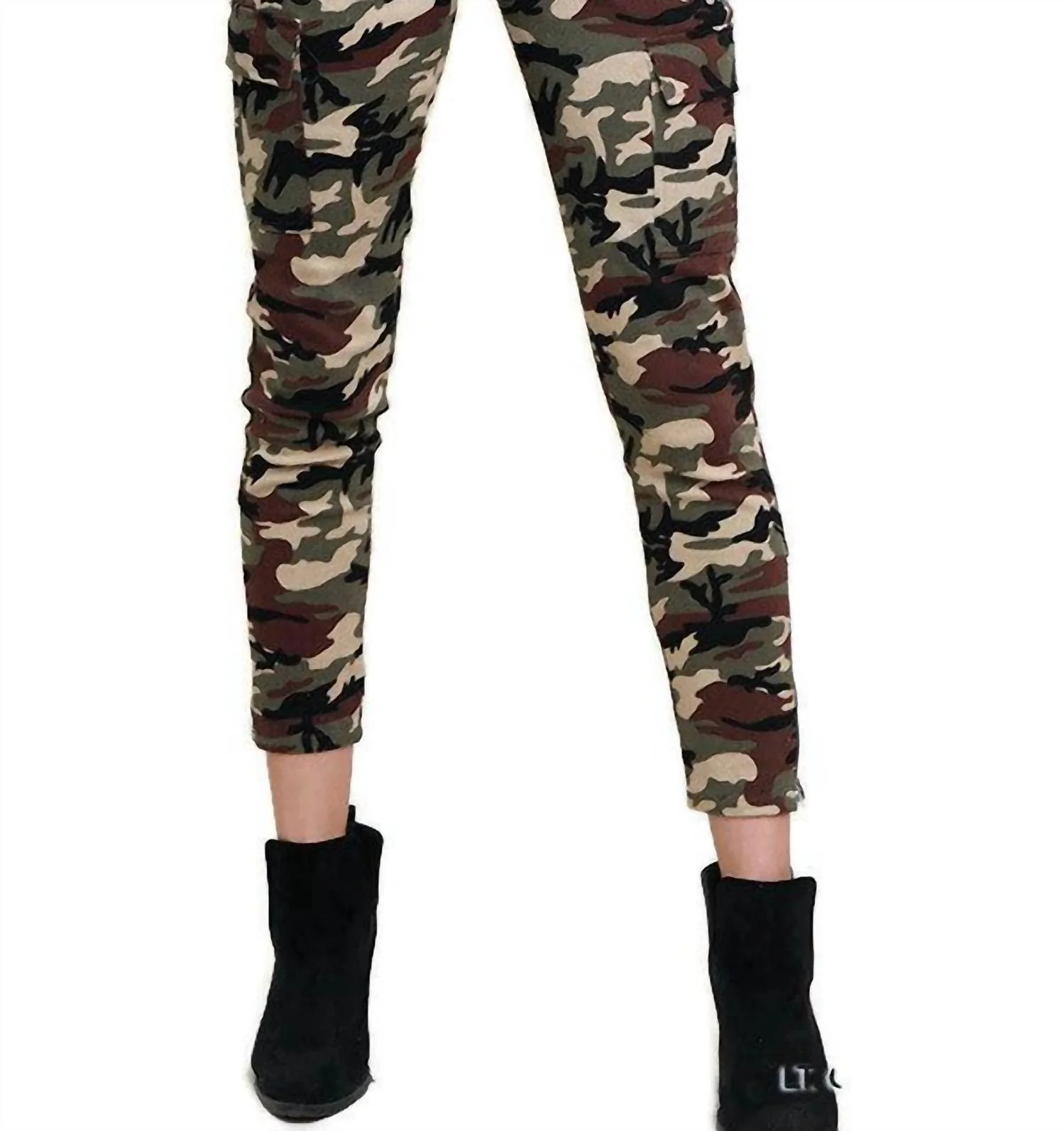 Camo High Waist Skinny Pant In Green