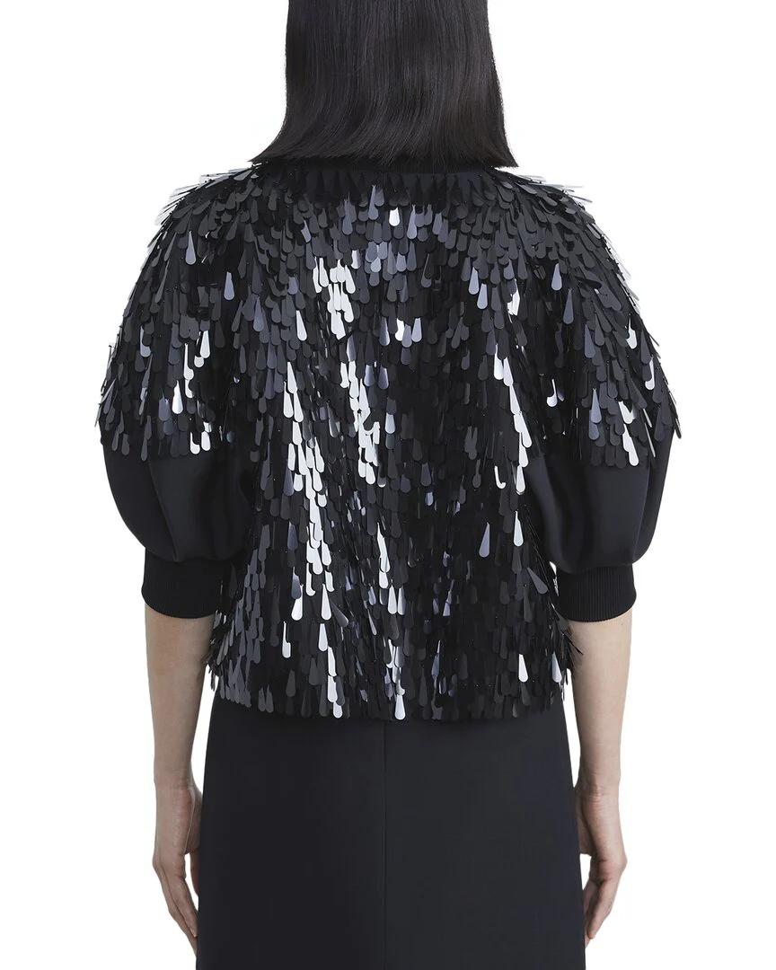 Lafayette 148 New York Paillette Lantern Sleeve Wool & Silk-Blend Jacket