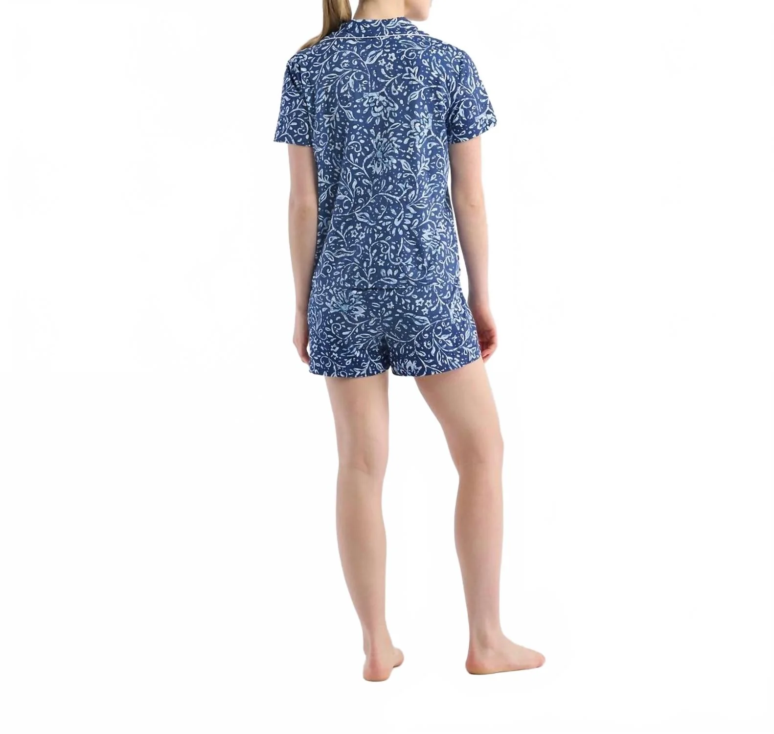 Everyday Short Pajama Set In Batik Flowers