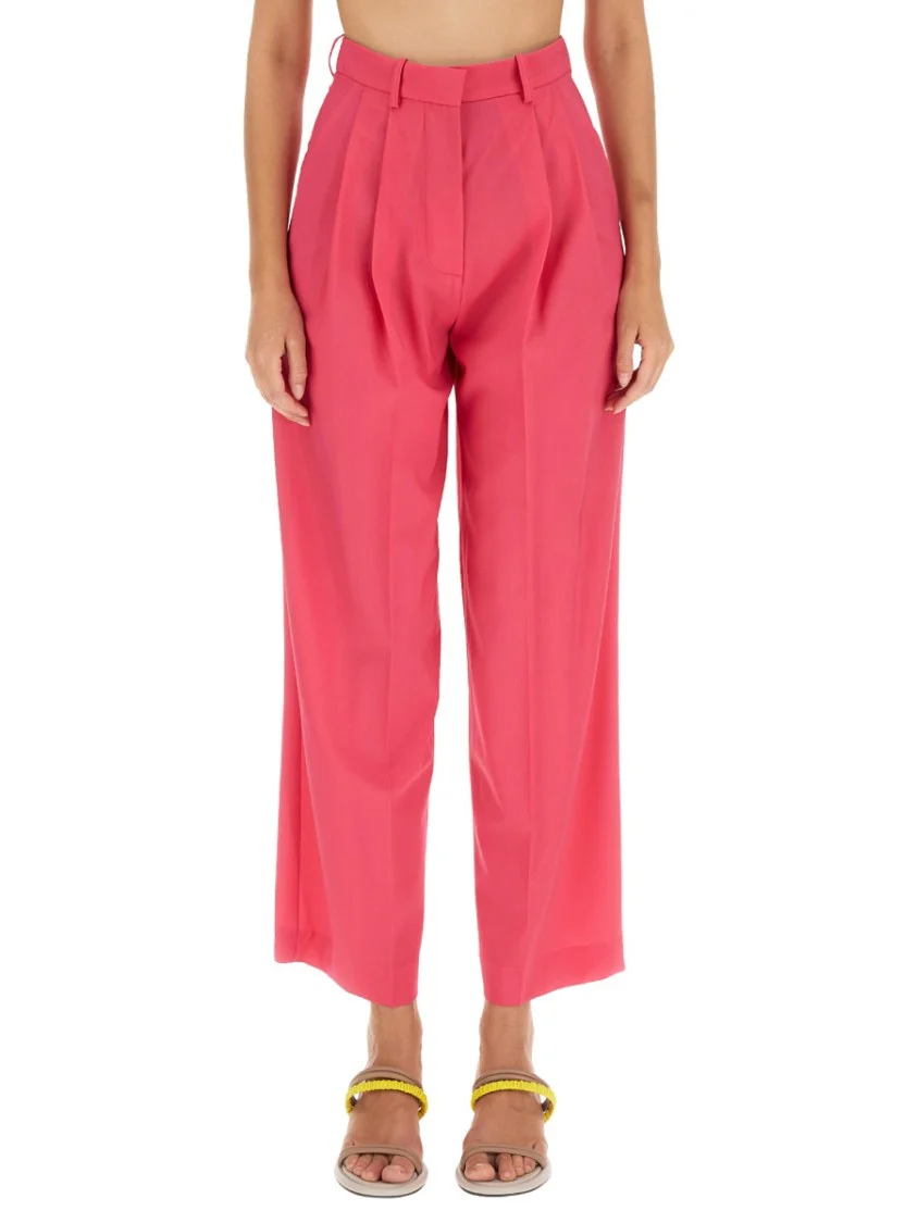 High-Waisted Wool Pants With Pleated Front