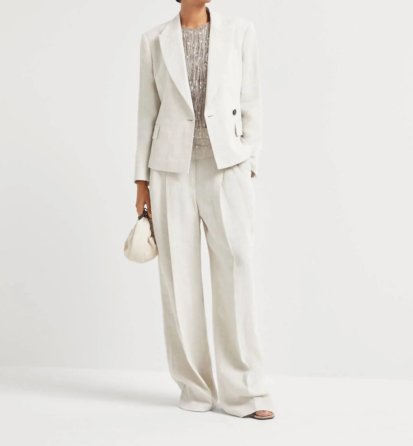 Canvas Cropped Blazer In Beige
