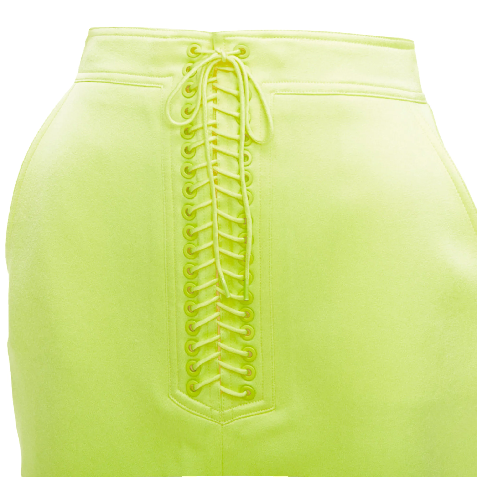 Alex Perry Spence Satin Lace Up Rounded Mini Skirt