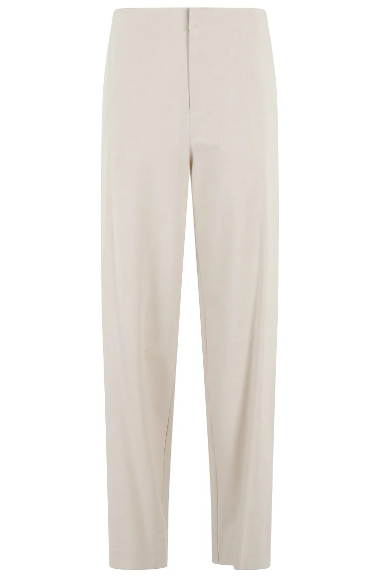 Sand Wide-Leg Pants With Central Button