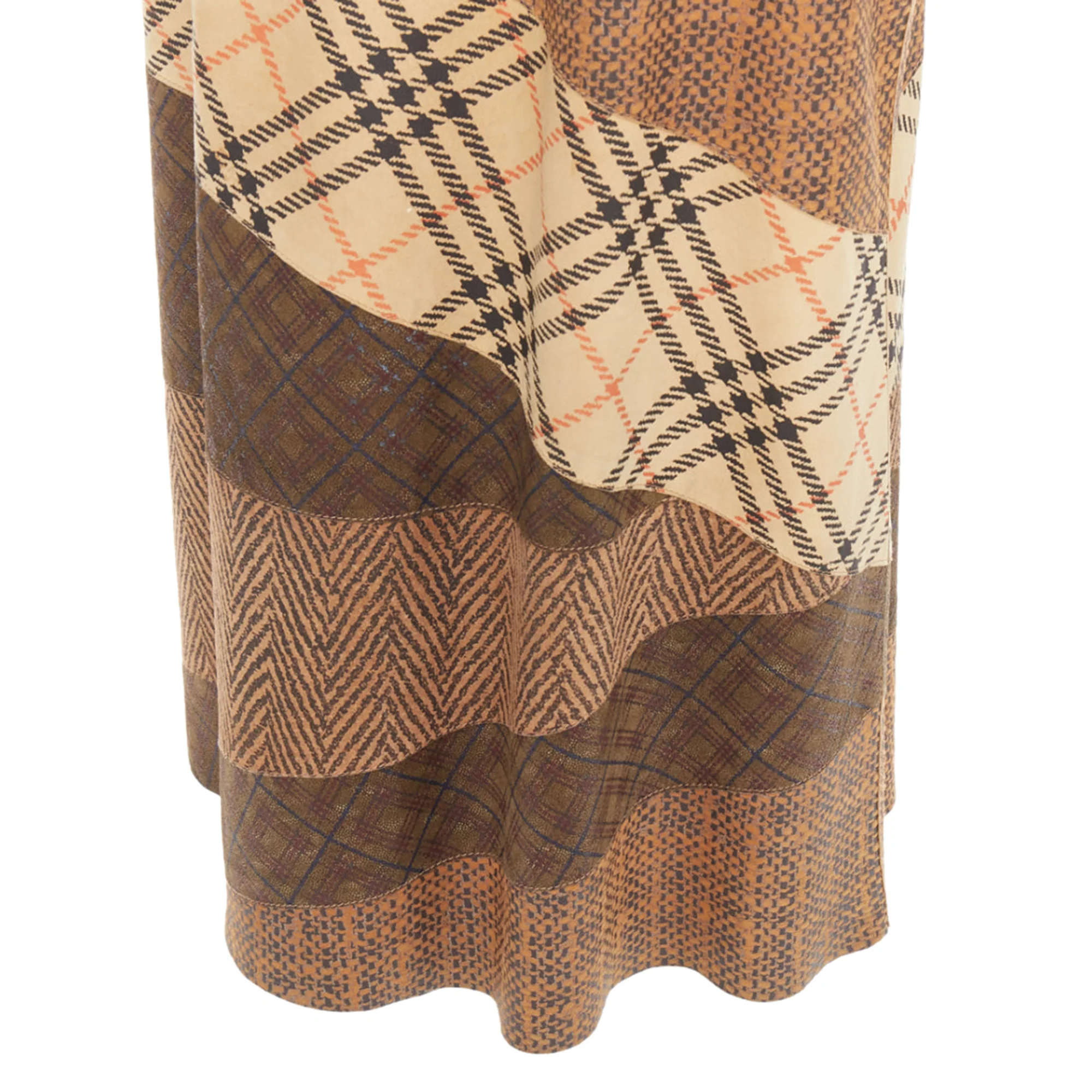 Roberto Cavalli Mixed Fabric Printed Leather Patchwork Skirt