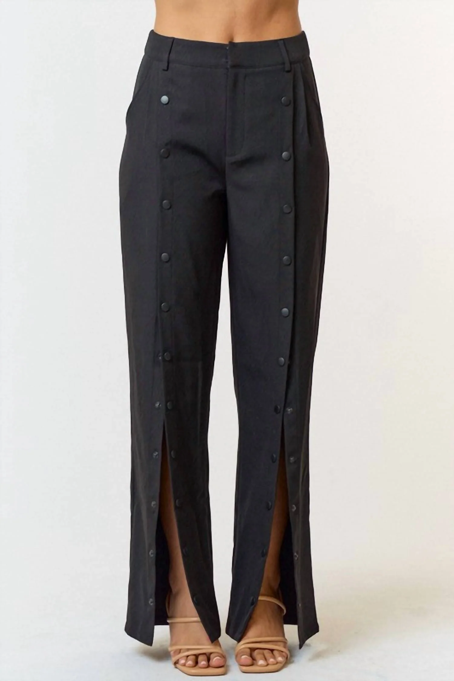Back To Business Button Trousers In Black