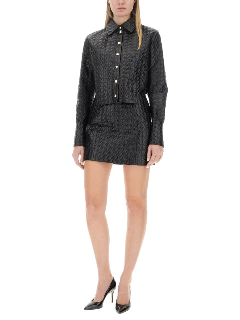 Textured Black Mini Skirt With Fitted Silhouette