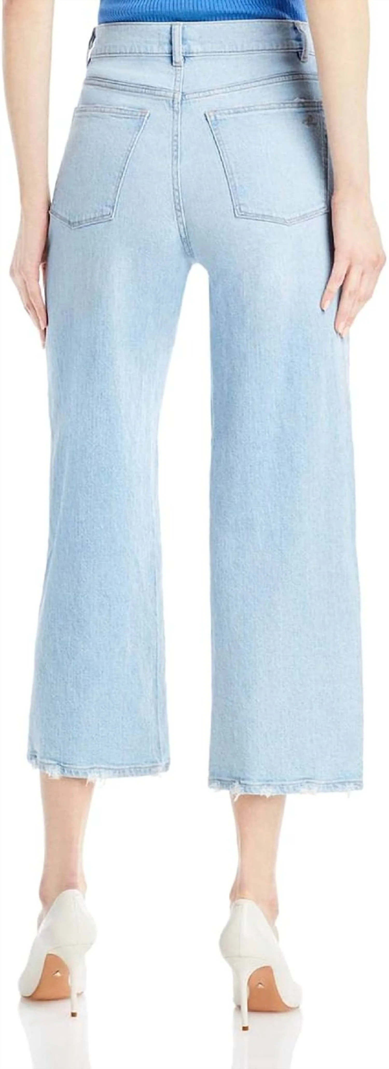 Hepburn Wide Leg High Rise Jeans In Baby Blue
