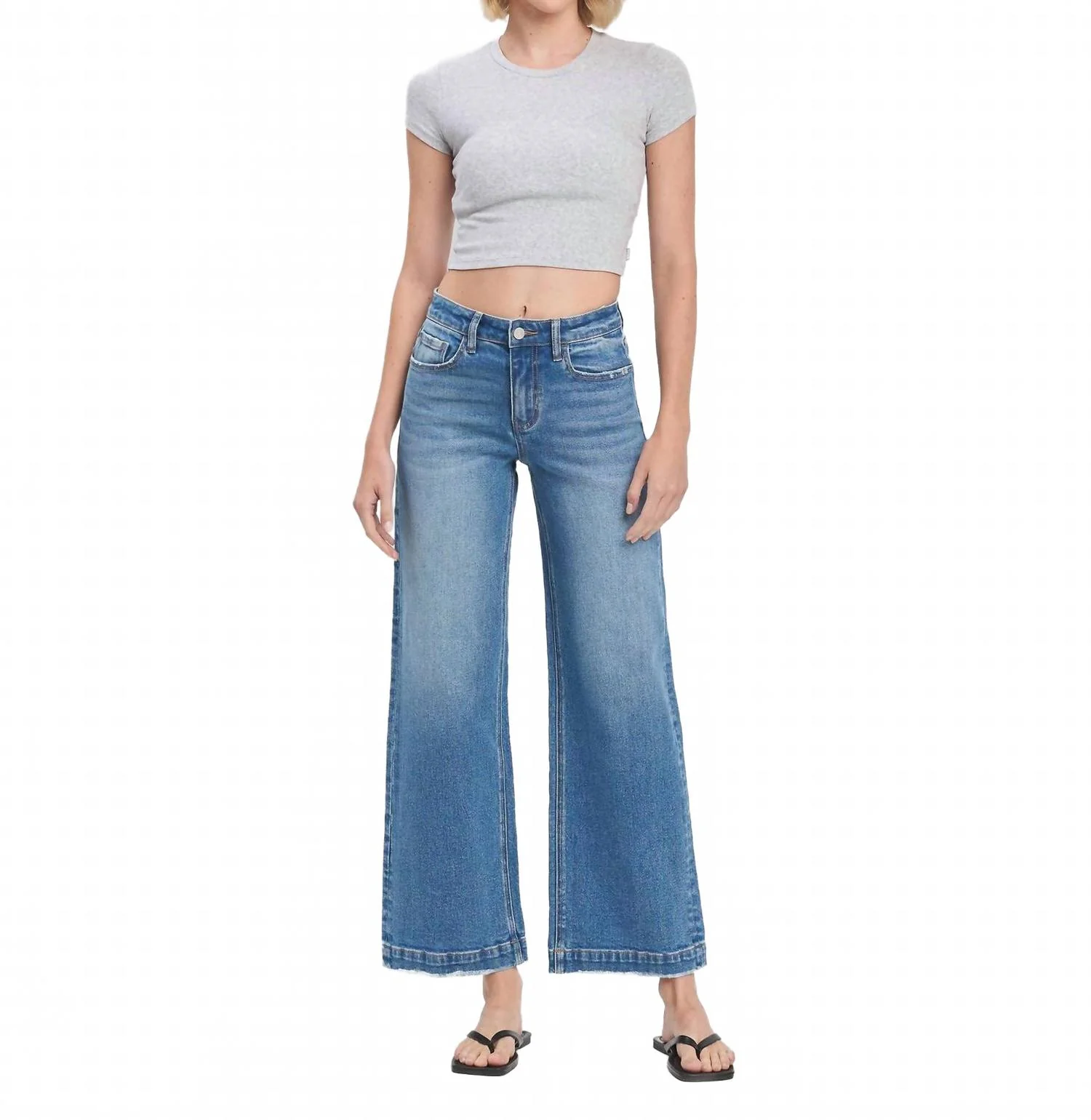 High Rise Trouser Wide Jeans Improve In Blue