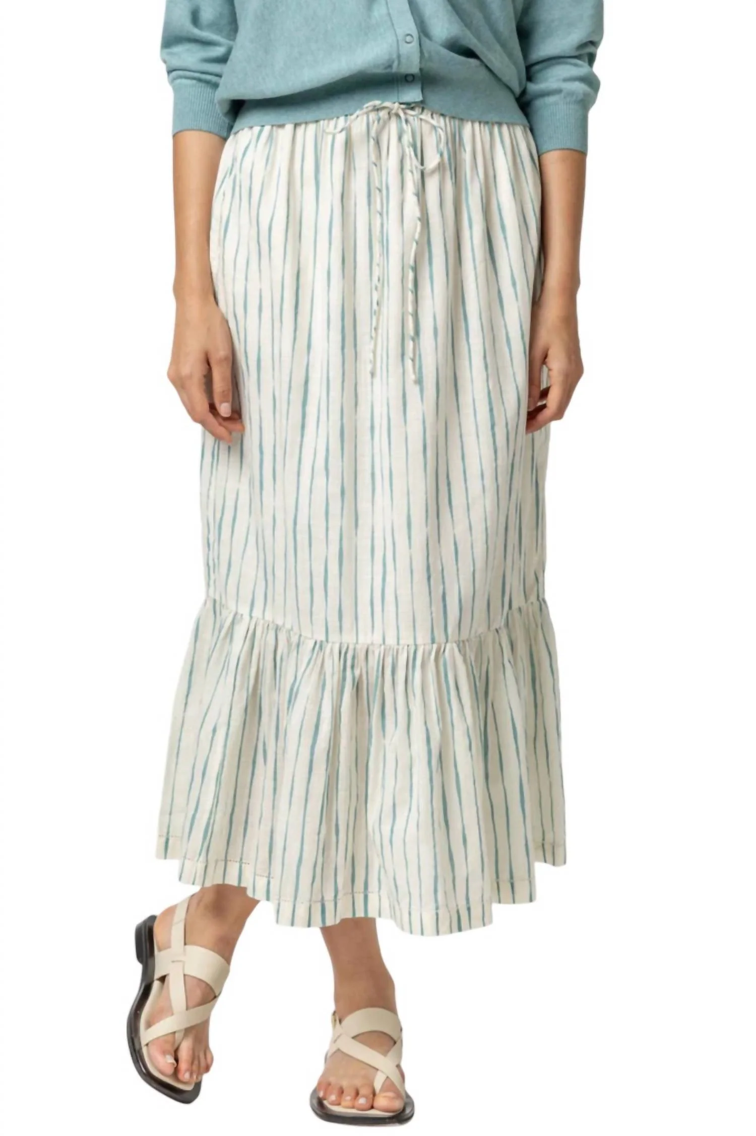 Long Peplum Skirt In Rope/sea