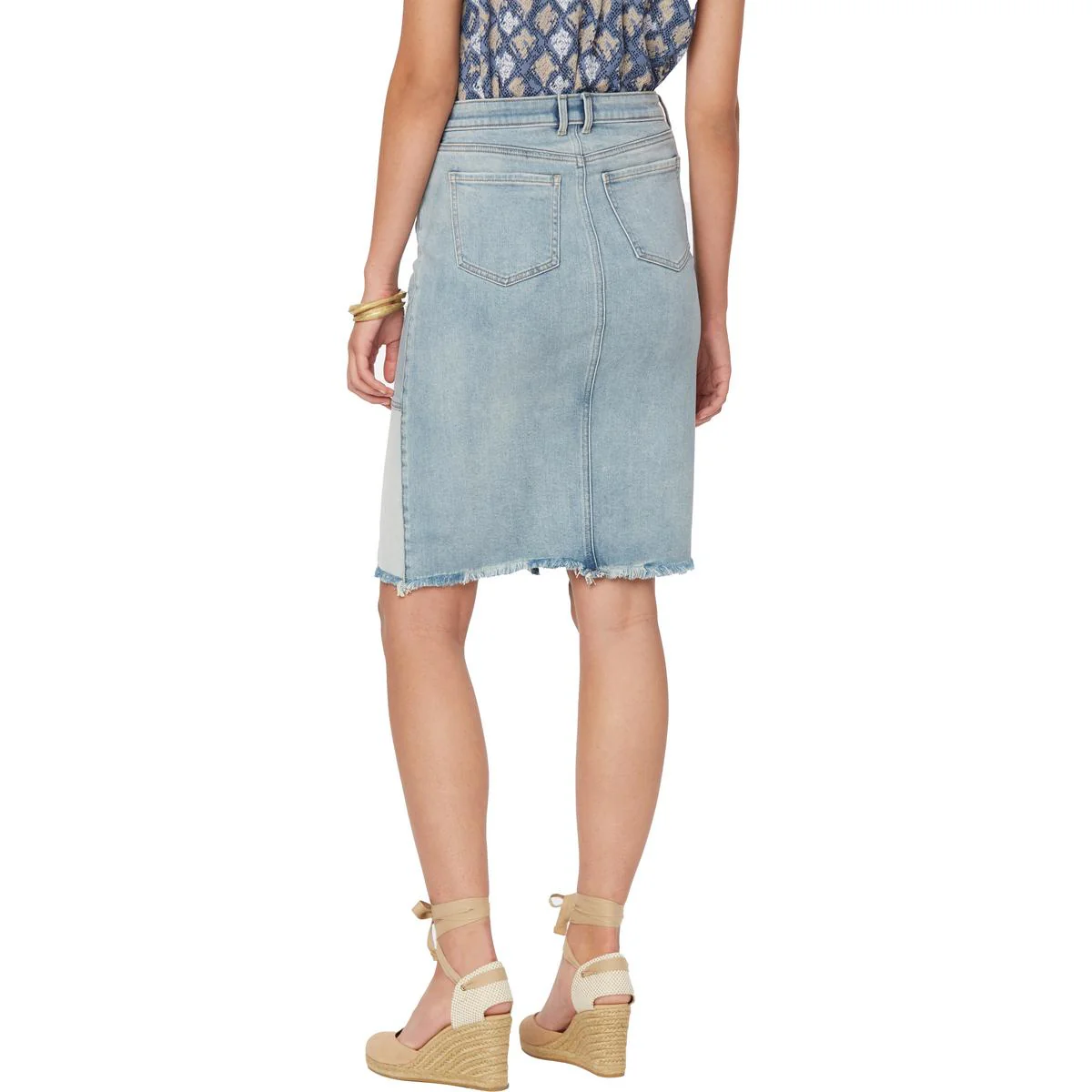 Womens Distressed Denim Midi Skirt