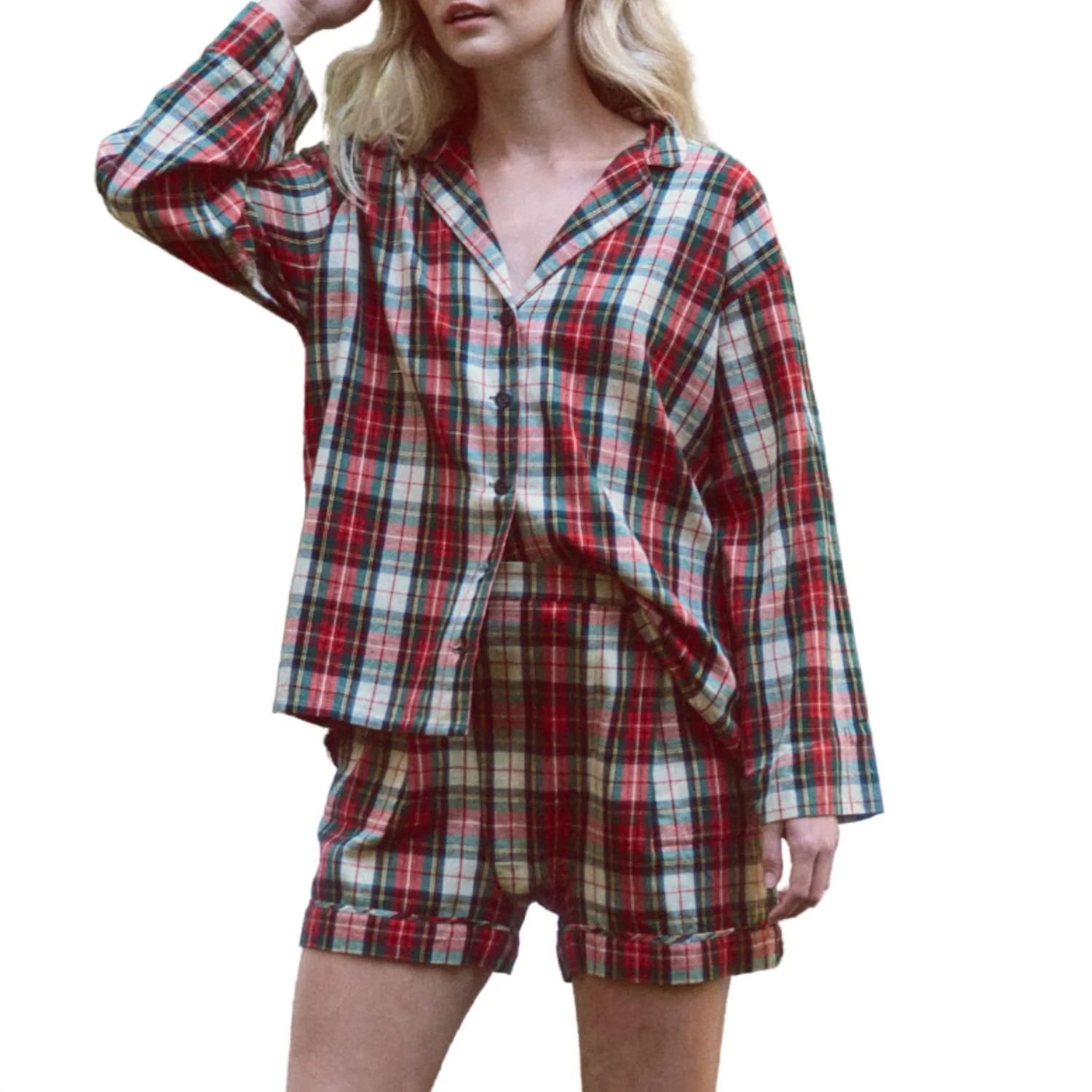 Square Short Pajama Set In Winter Cabin Plaid