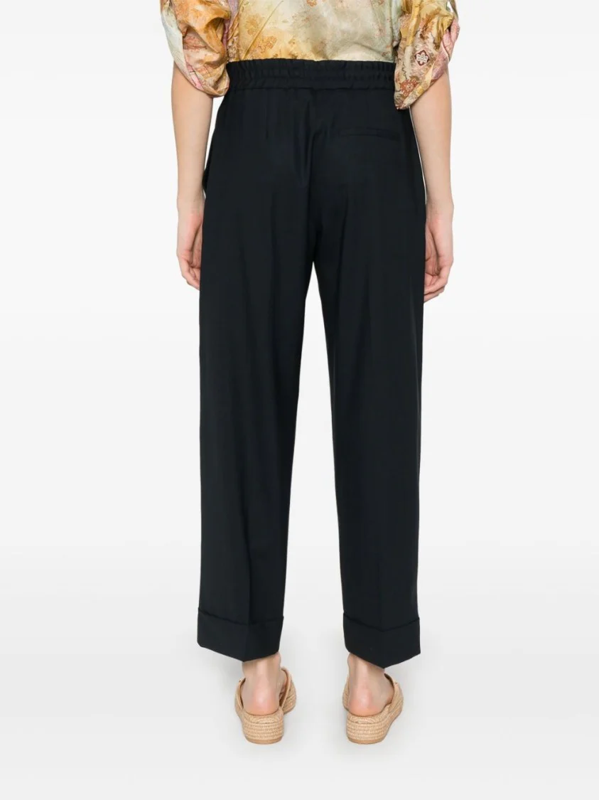 Navy Blue Relaxed Fit Pants With Concealed Fastenings