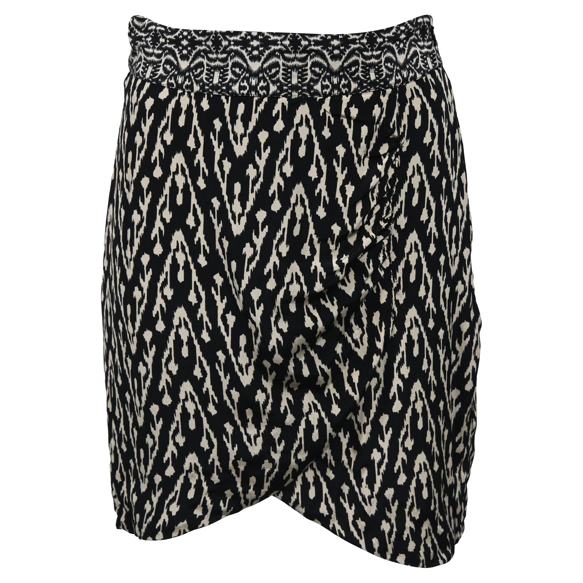 Ba&Sh Iliade Printed Mini Wrap-Effect Skirt in Black and White Viscose