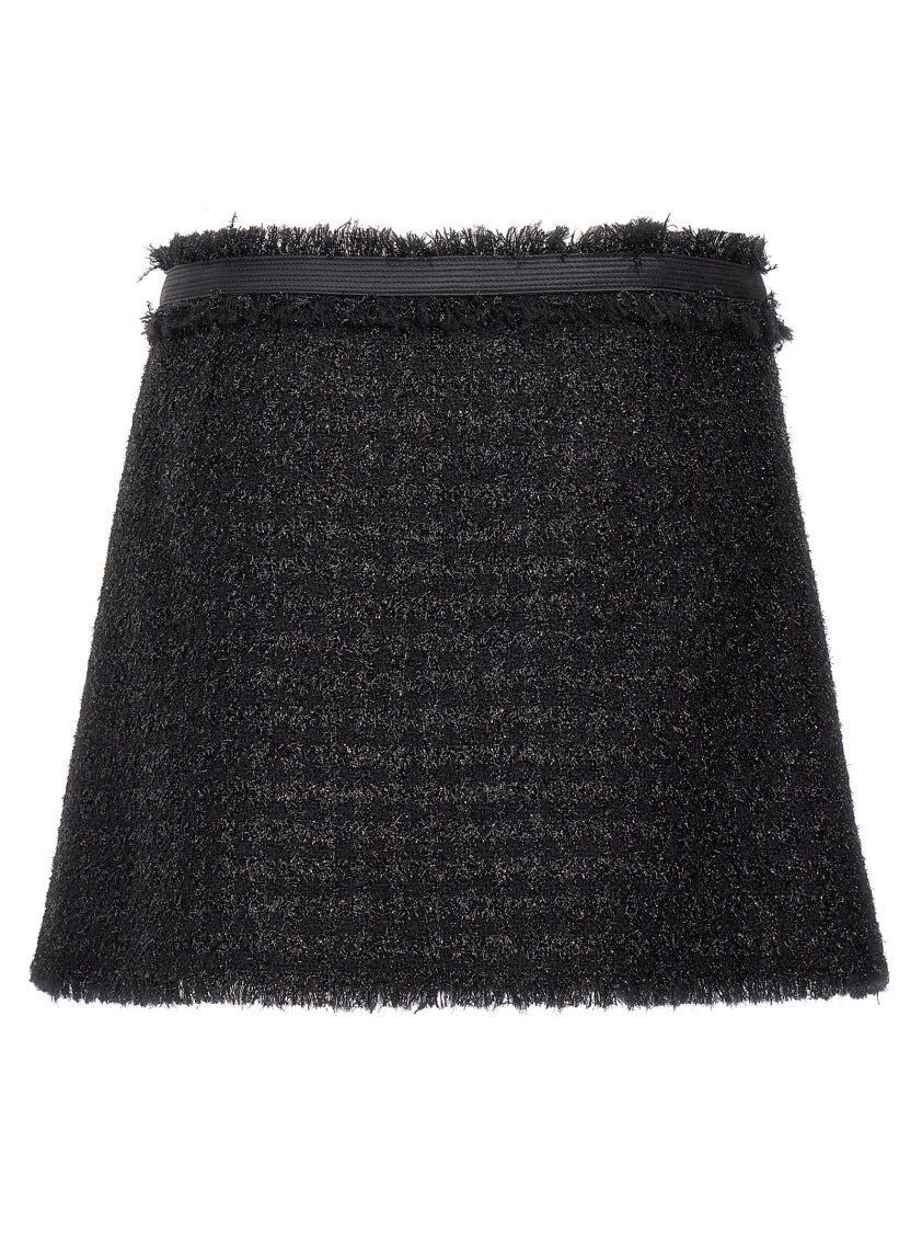 A-Line Lurex Wool Blend Skirt