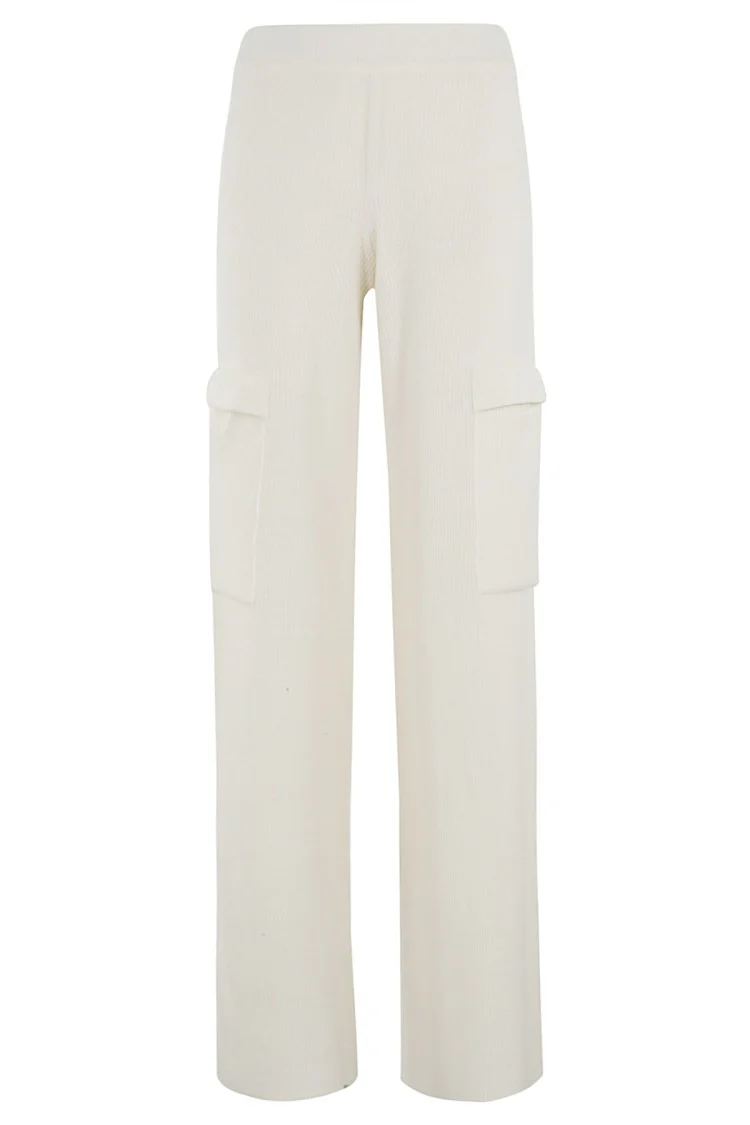 Ivory Wide-Leg Jogging Pants