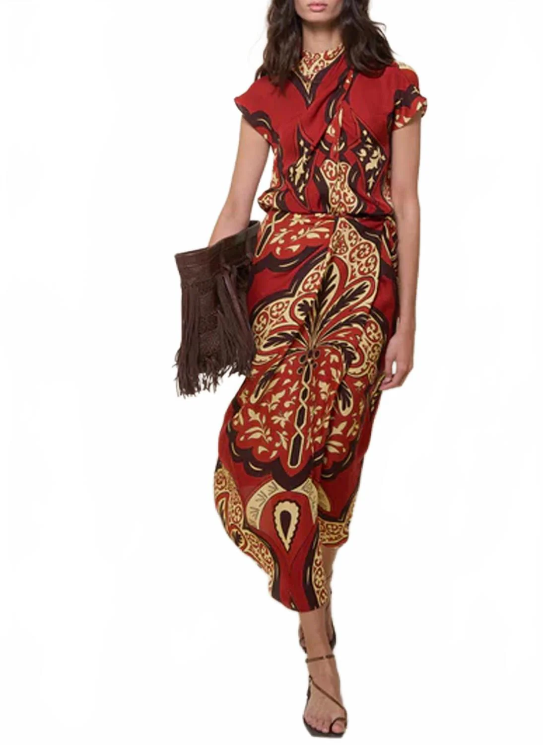 Palma Sevillana Wrap Skirt In Red/wine