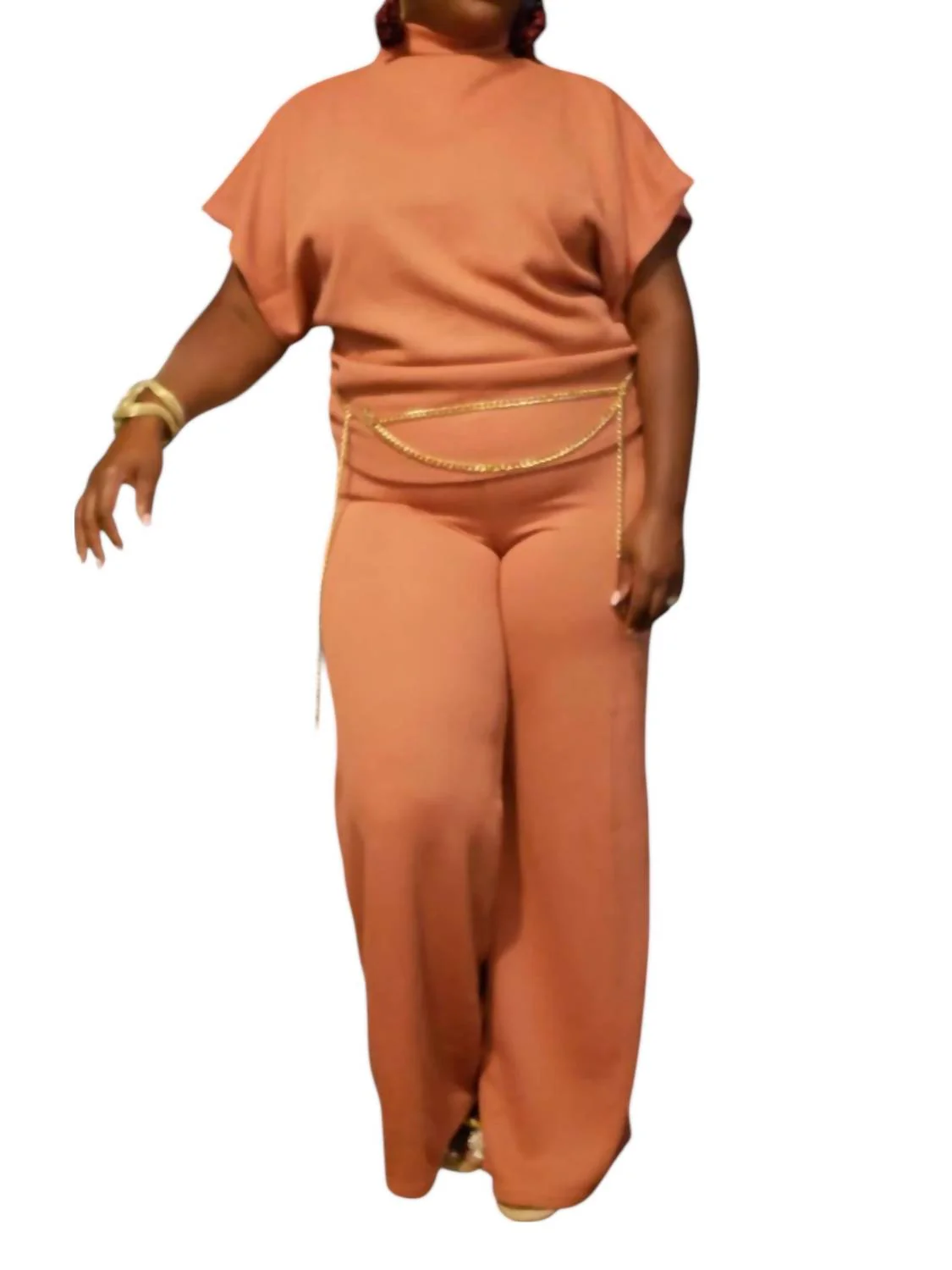 Dolman Sleeve Top And Pants Set In Salmon