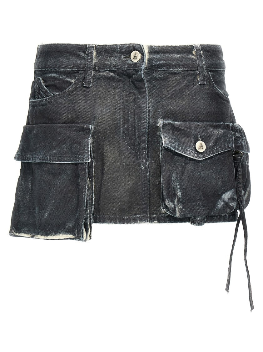 Distressed Black Cargo Mini Skirt