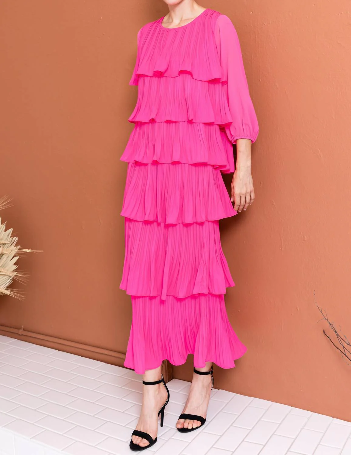 Javon Ruffled Skirt In Hot Pink