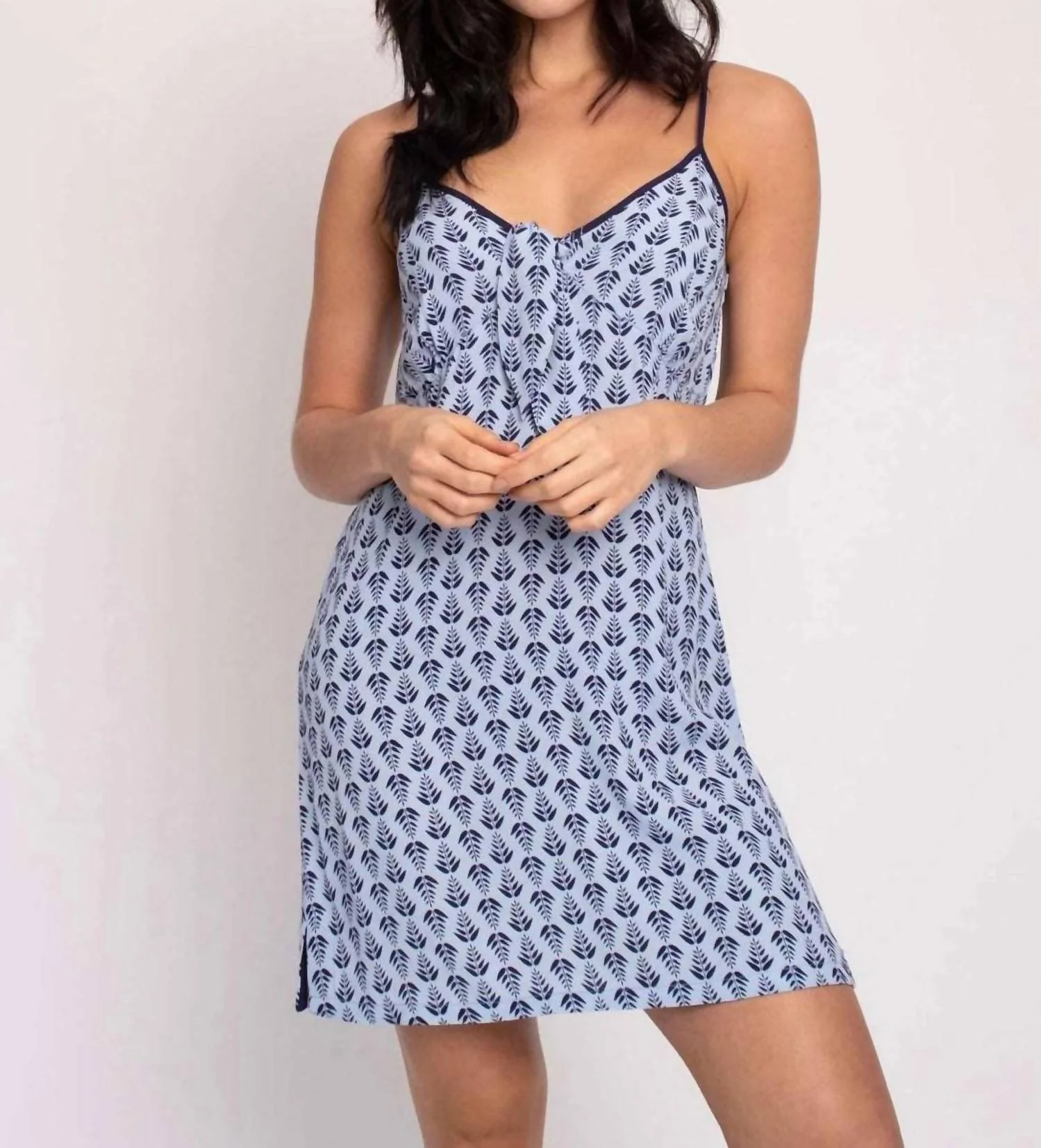 Ecovero Nightie In Blue Print