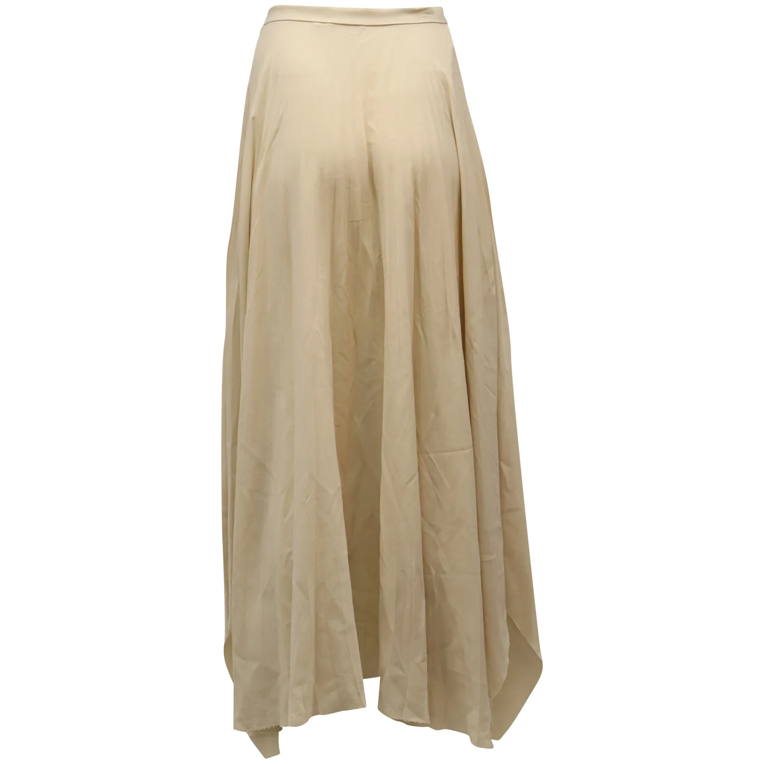 Helmut Lang Maxi Pleated Skirt in Nude Silk