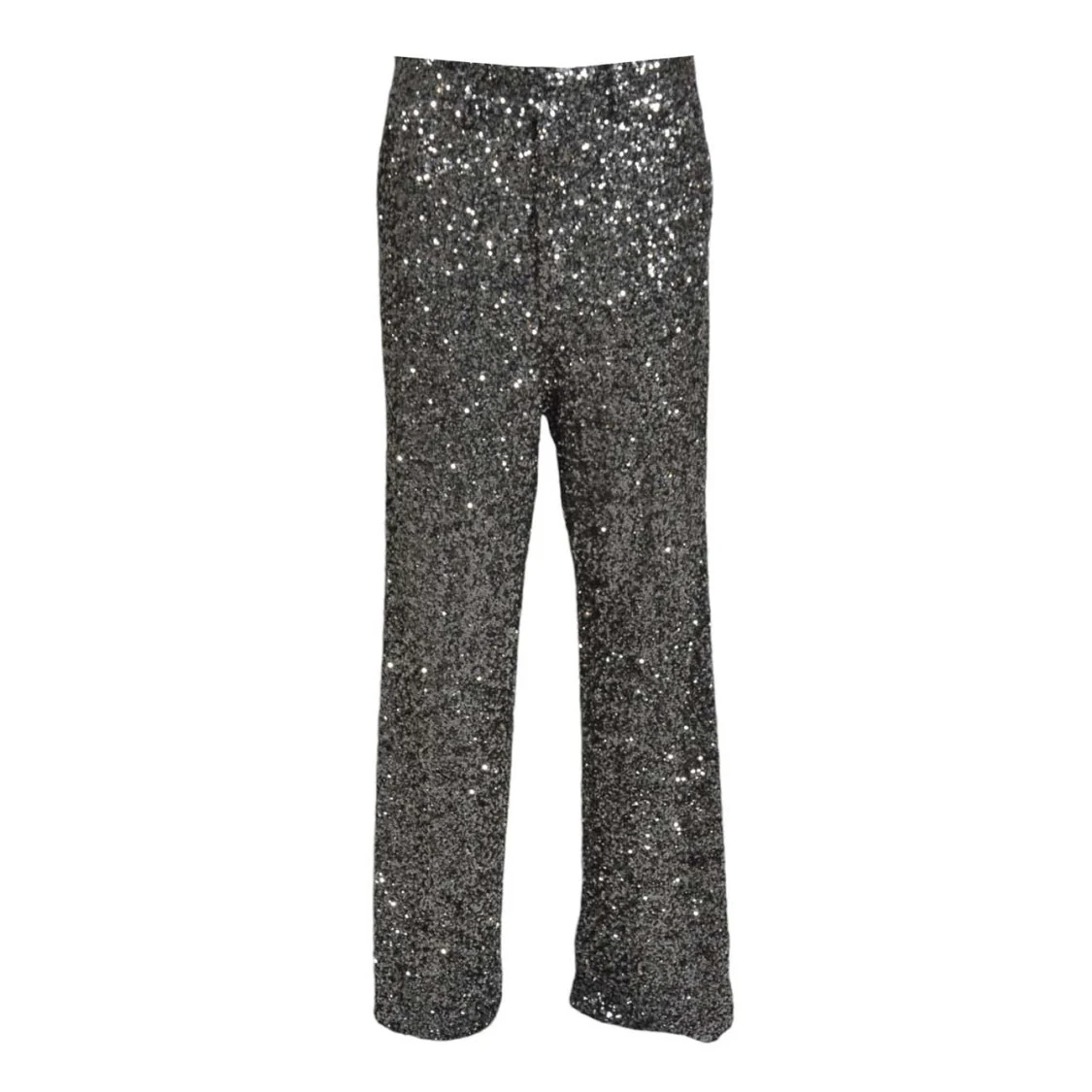 Straight-Leg Pants With Micro Sequin Detailing