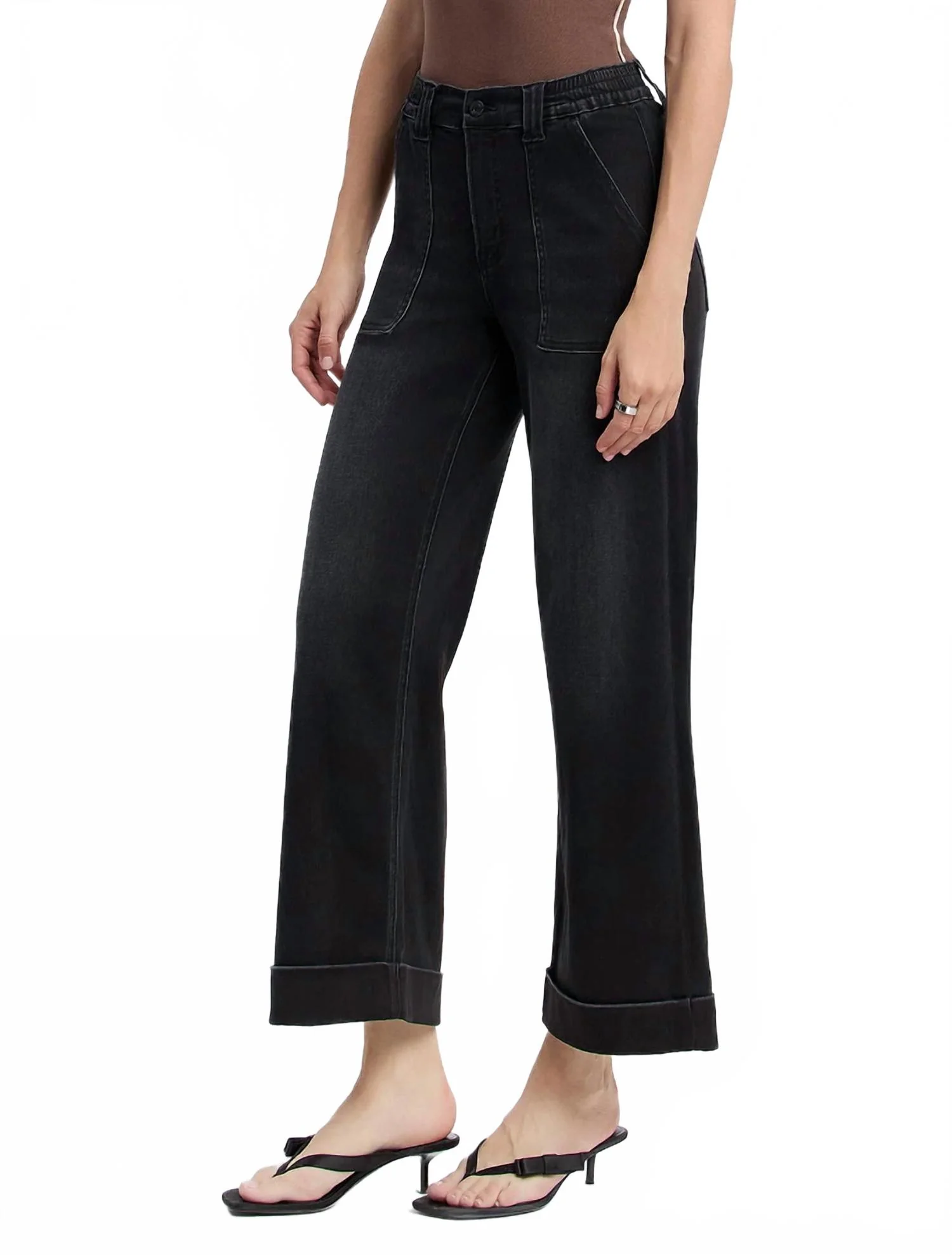 Vet Cuffed Wide Jean In Black