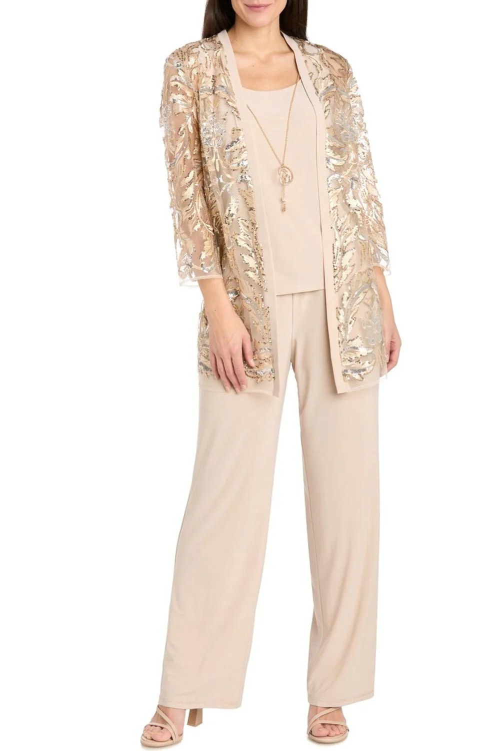 3-Piece Evening Pant Set In Gold