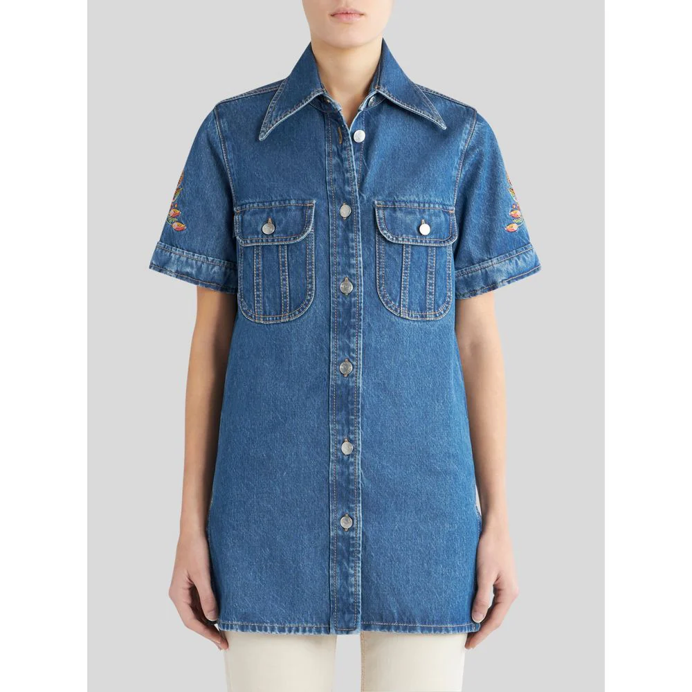DENIM SHIRT WITH EMBROIDERY