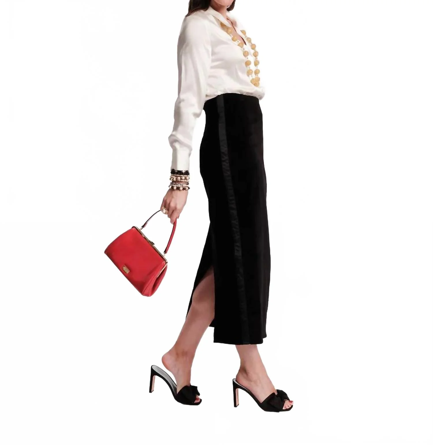 Tuxedo Maxi Skirt In Black