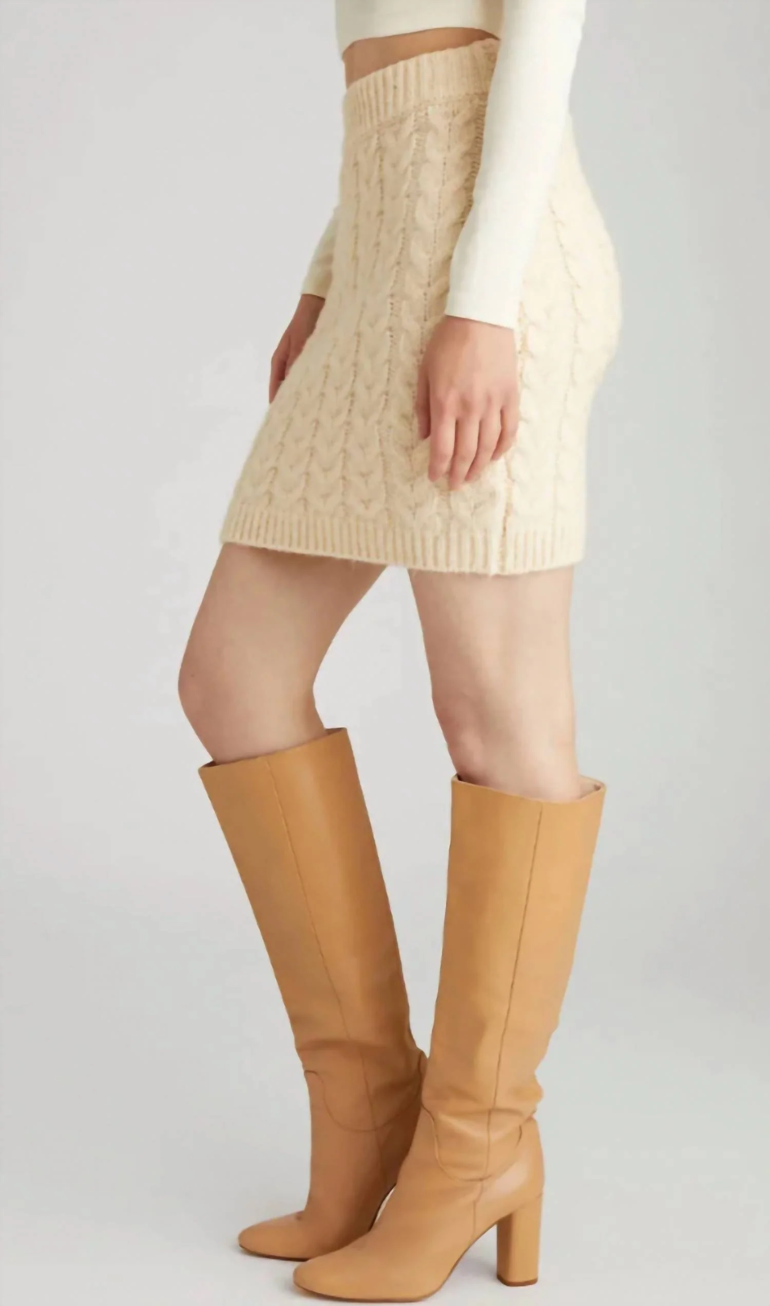 Kali Cable Mini Skirt In Cream