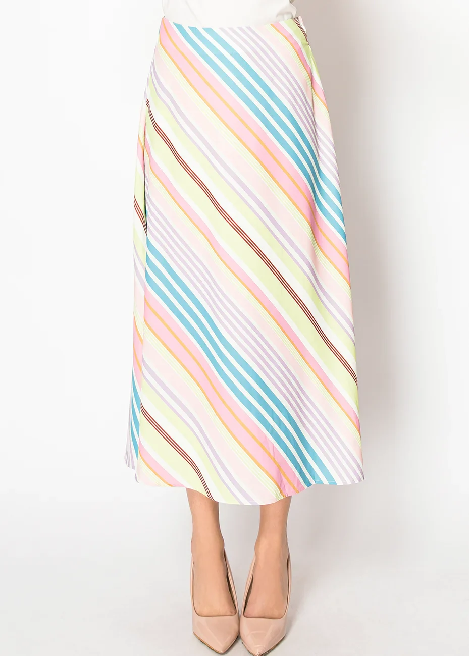 Pastel Stripes Midi Skirt