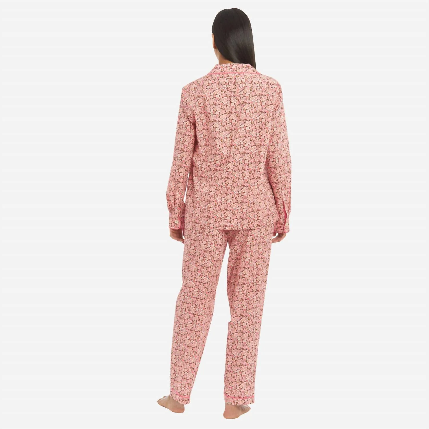 Liberty Print Floral Cotton Classic Long Pj Set In Anoki Rose