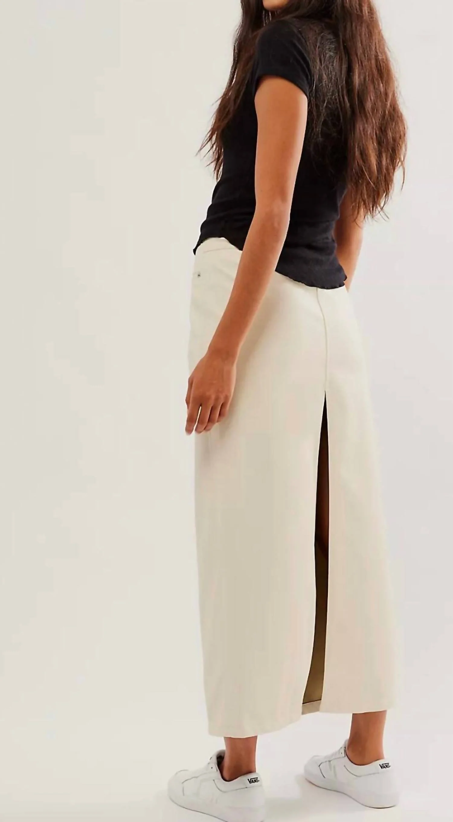 City Slicker Vegan Maxi Skirt In Cream
