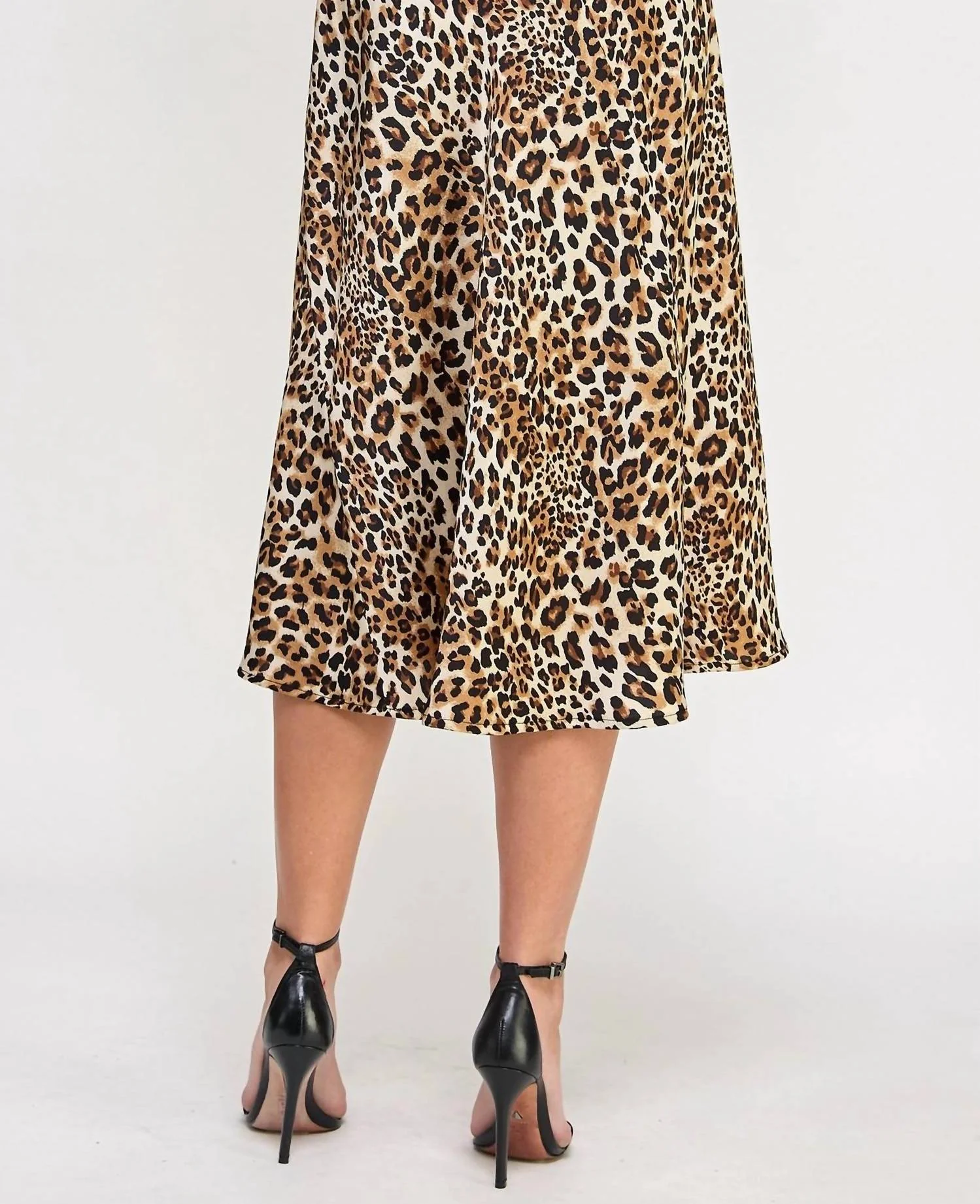Silky Midi Skirt In Leopard