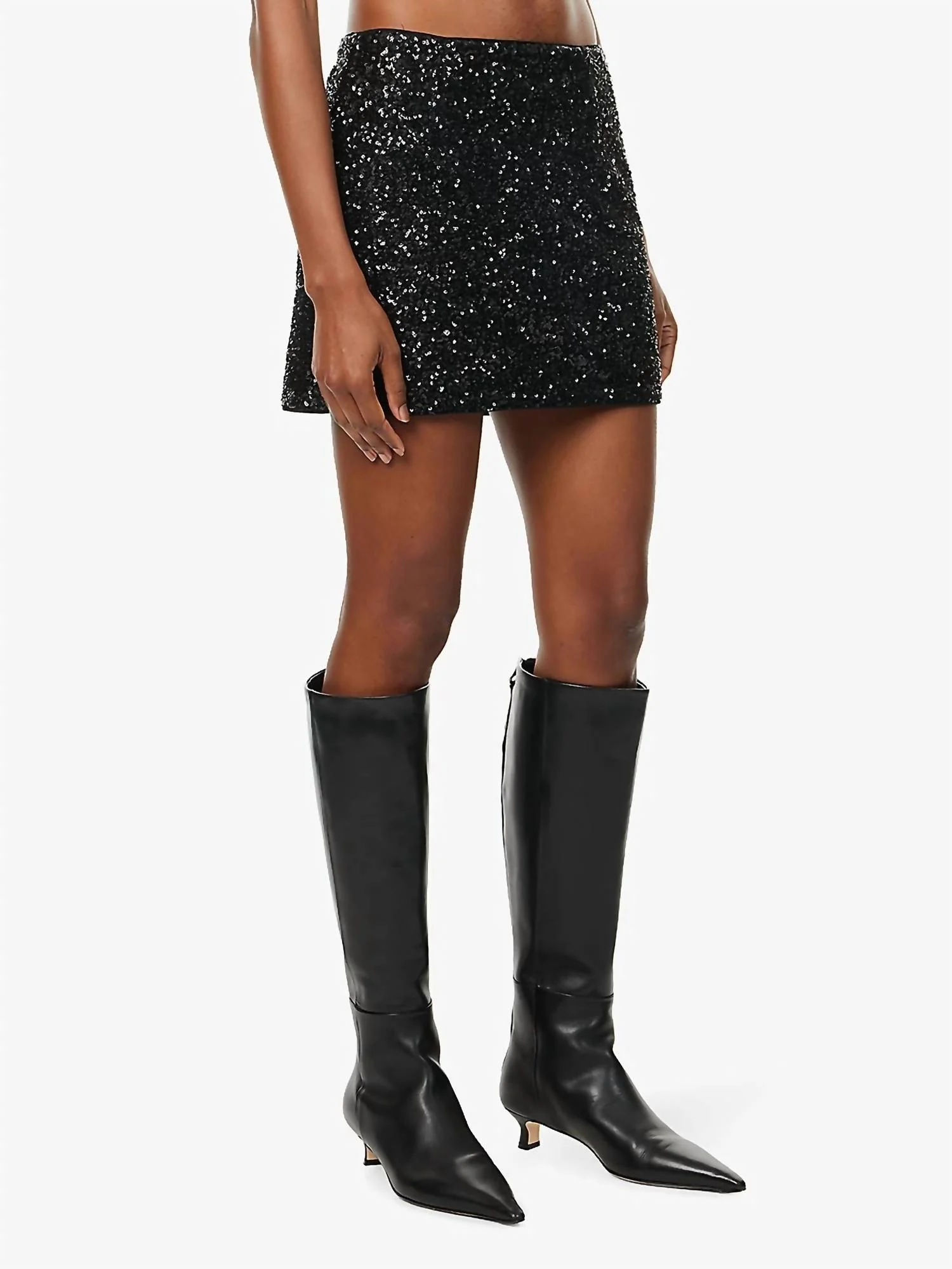 Sequin Mini Skirt In Black